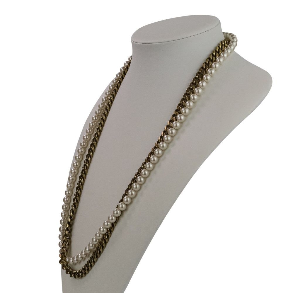 Sacai Sacai Sacai Pearl Chain Long Necklace Metal Necklace 24-0718S DUTY FREE for USA Size ONE SIZE - 2 Thumbnail