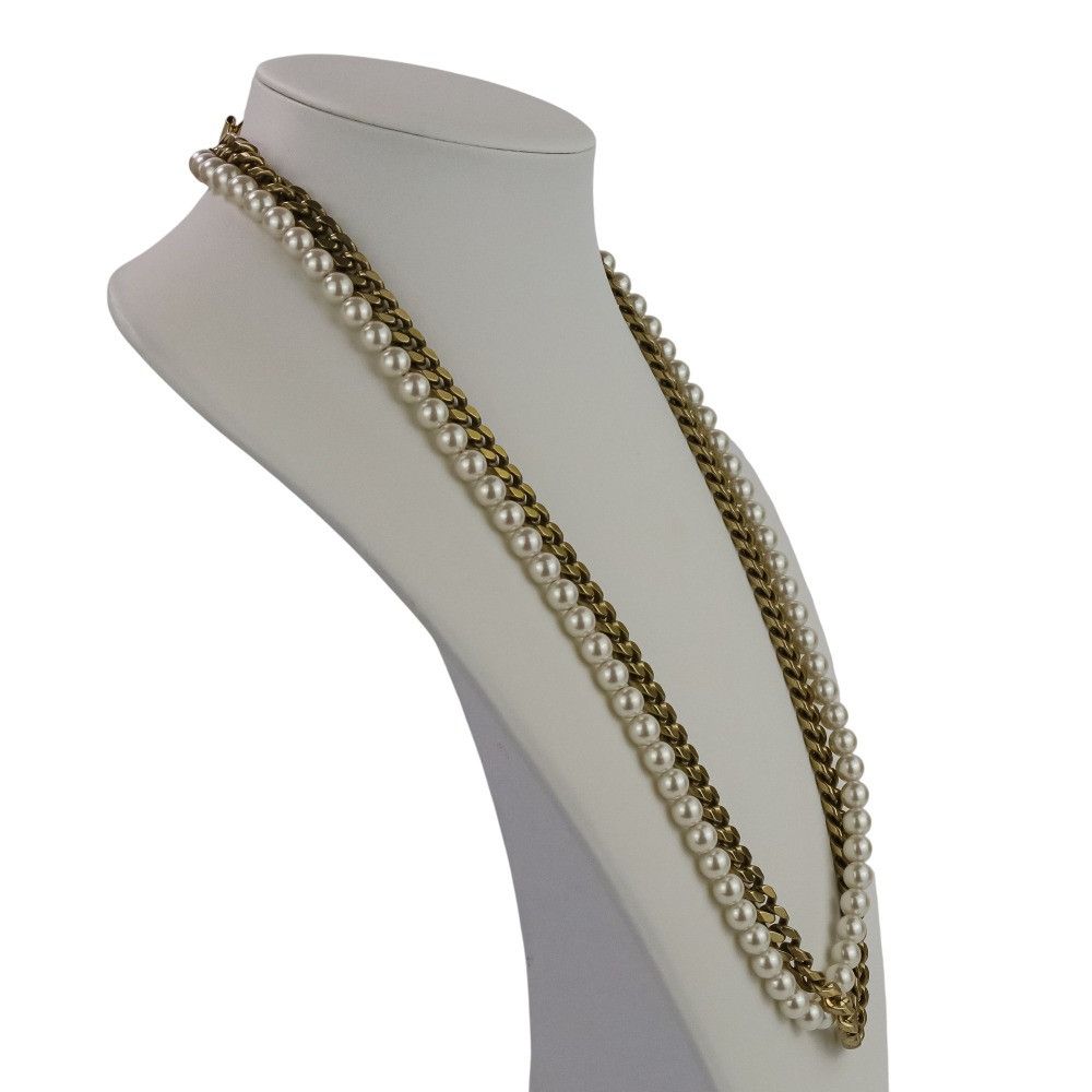 Sacai Sacai Sacai Pearl Chain Long Necklace Metal Necklace 24-0718S DUTY FREE for USA Size ONE SIZE - 3 Thumbnail