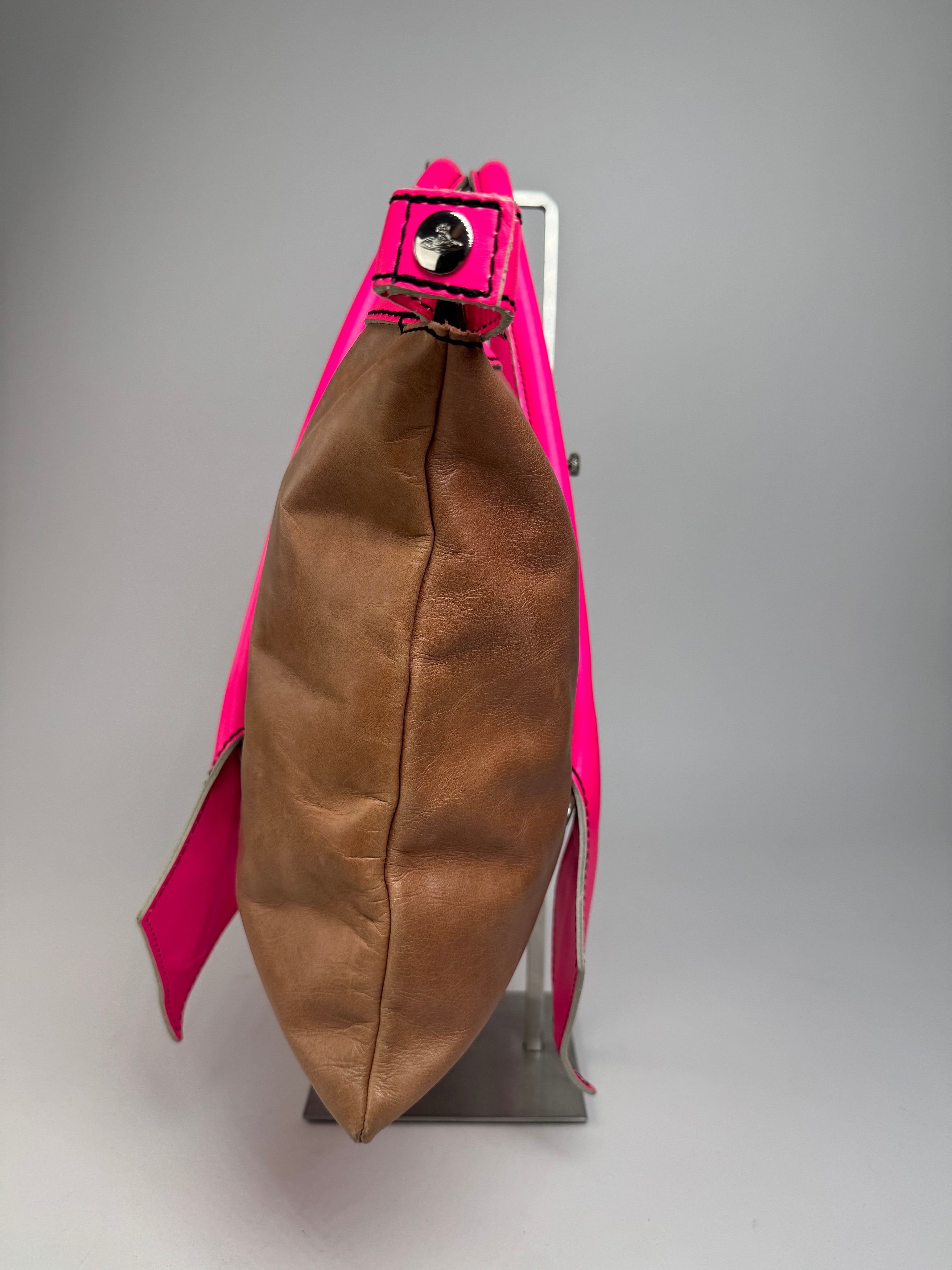 Vivienne Westwood Vintage 2Way Leather Handbag Brown Pink Size ONE SIZE - 8 Thumbnail