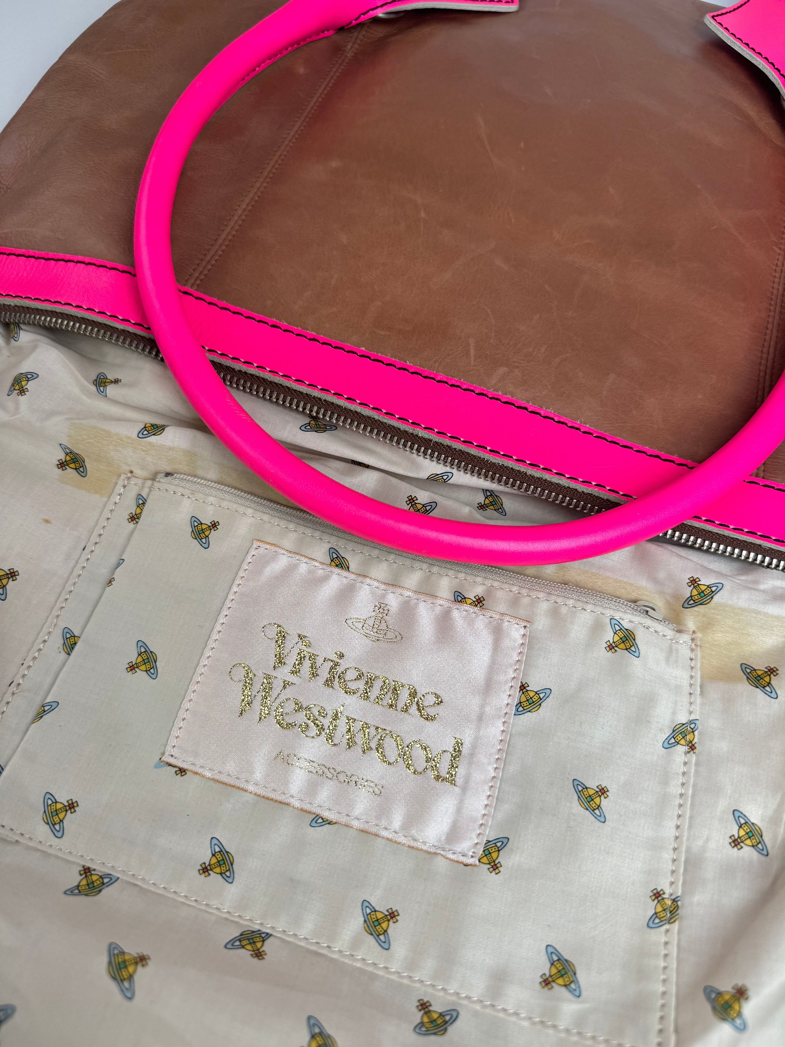 Vivienne Westwood Vintage 2Way Leather Handbag Brown Pink Size ONE SIZE - 5 Thumbnail