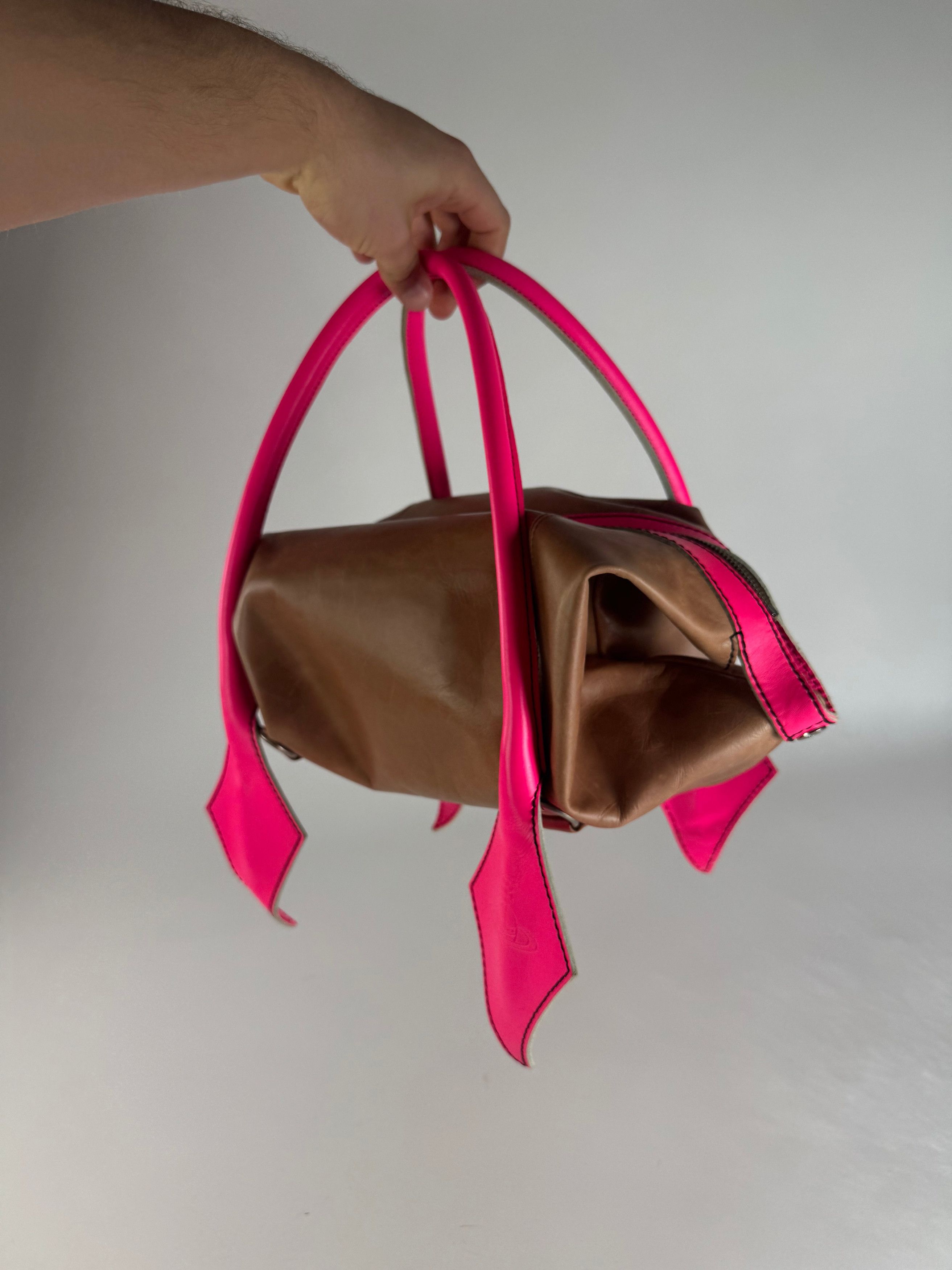 Vivienne Westwood Vintage 2Way Leather Handbag Brown Pink Size ONE SIZE - 3 Thumbnail