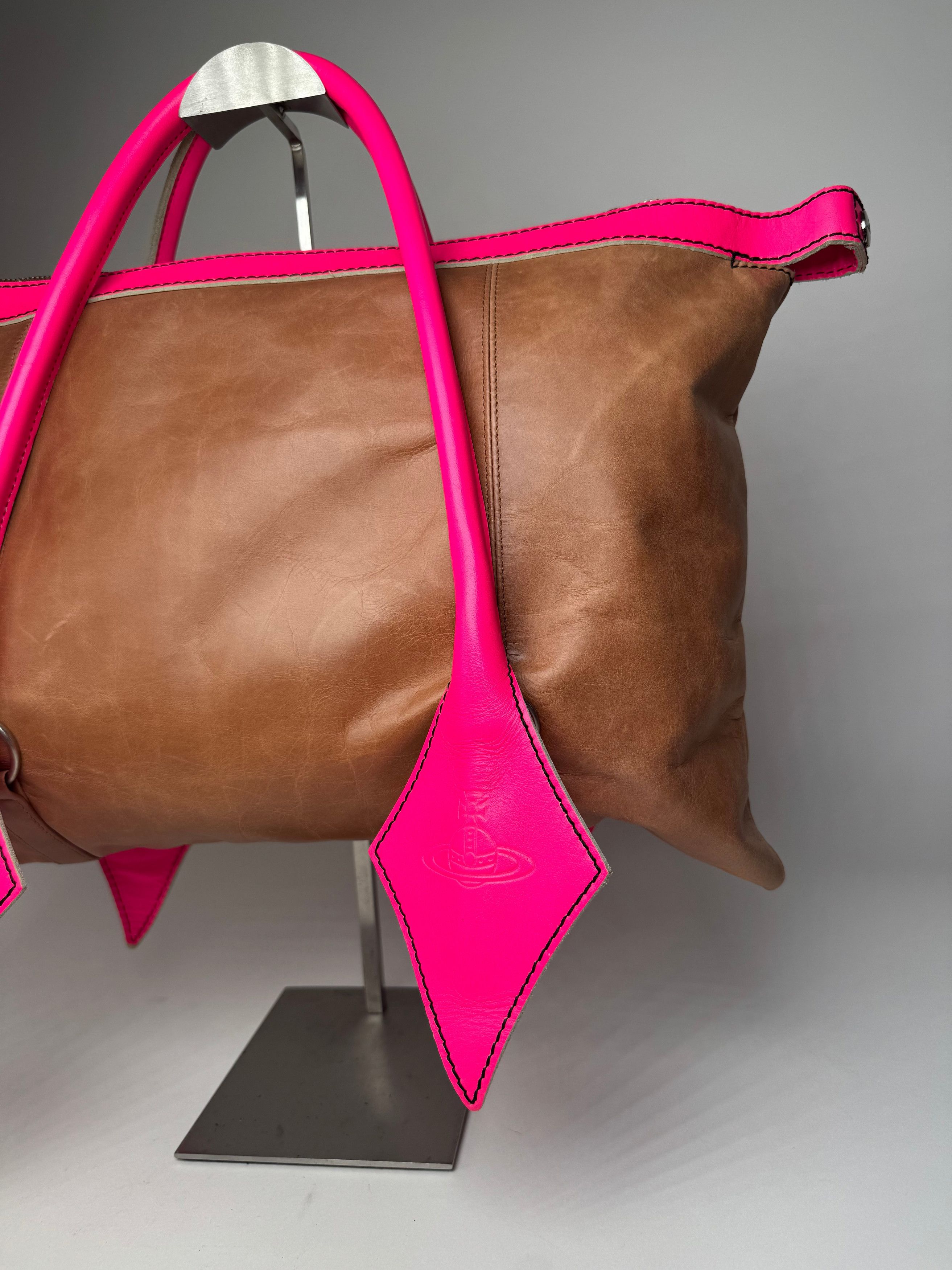 Vivienne Westwood Vintage 2Way Leather Handbag Brown Pink Size ONE SIZE - 6 Thumbnail