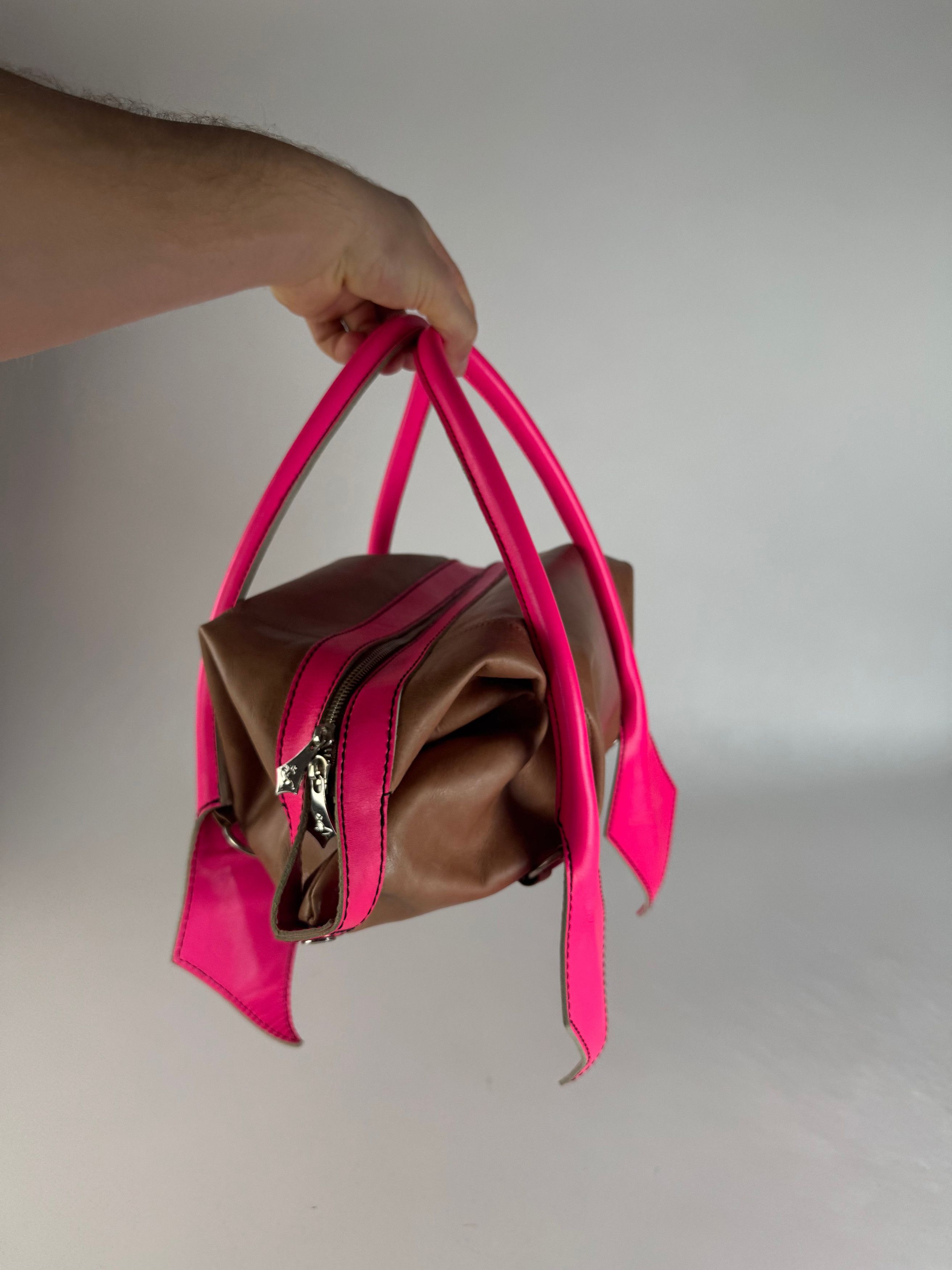 Vivienne Westwood Vintage 2Way Leather Handbag Brown Pink Size ONE SIZE - 15 Thumbnail
