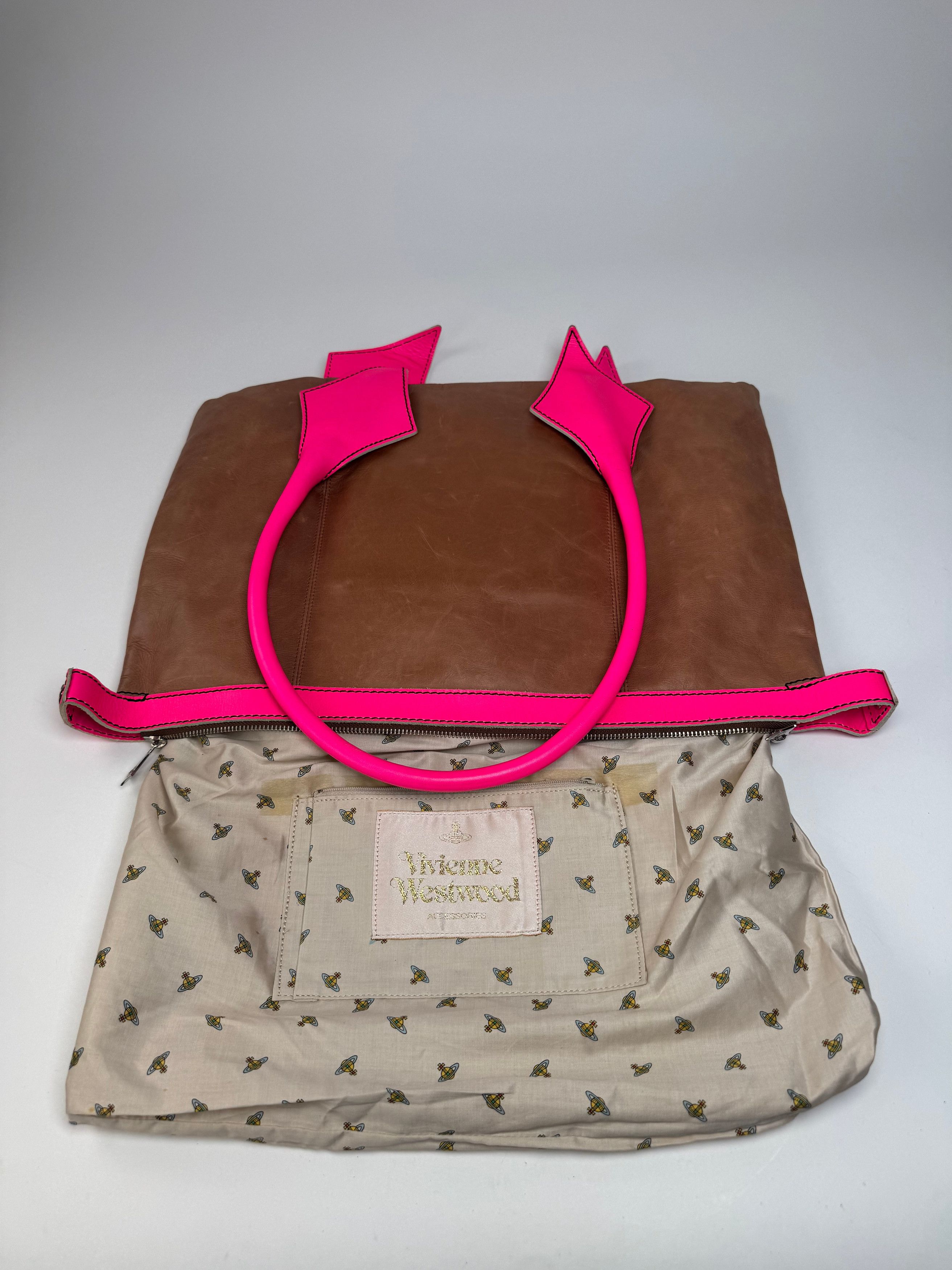Vivienne Westwood Vintage 2Way Leather Handbag Brown Pink Size ONE SIZE - 4 Thumbnail