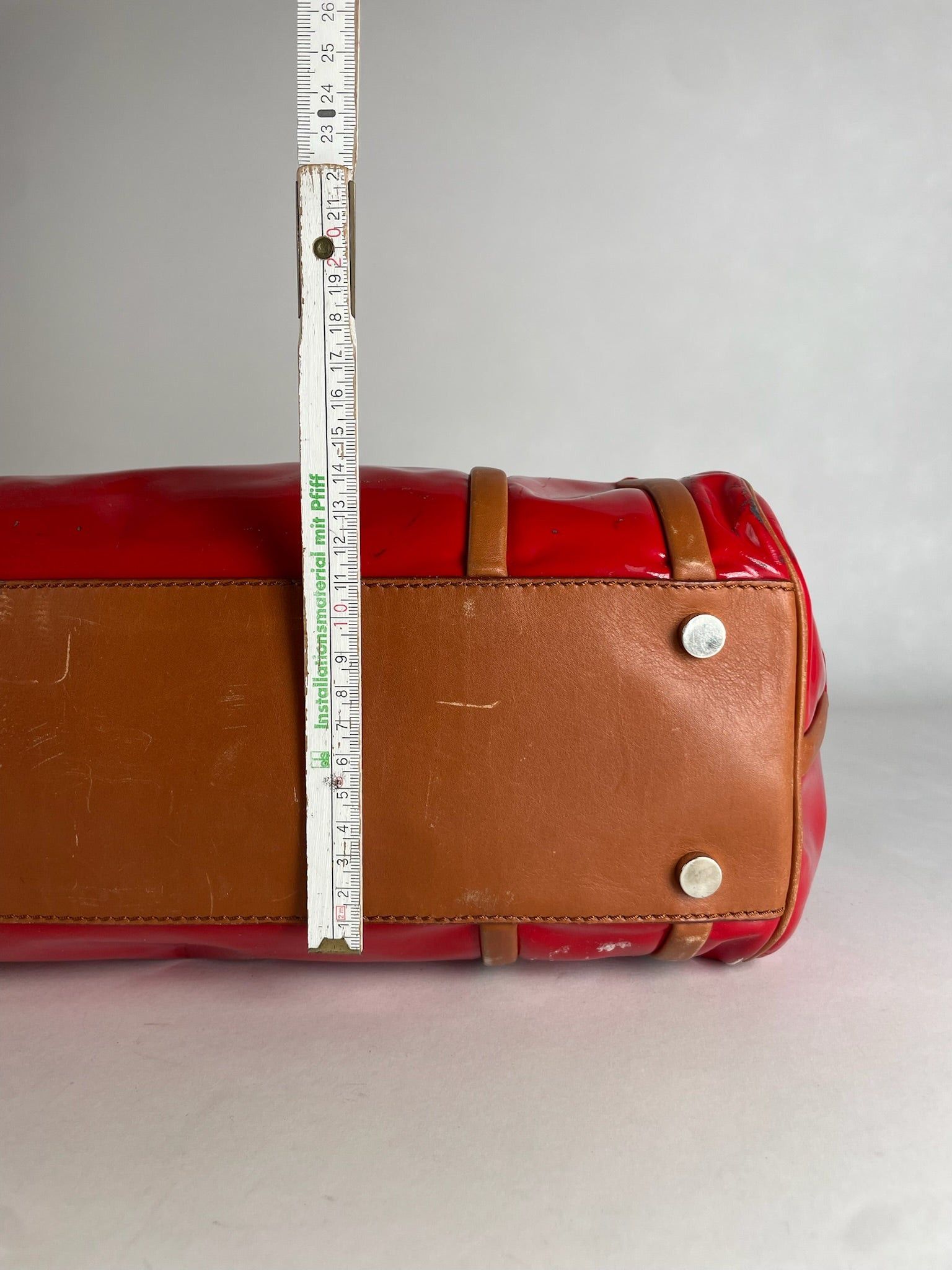 Celine Vintage Paris Patent Leather / Leather Handbag Red Brown Size ONE SIZE - 13 Thumbnail