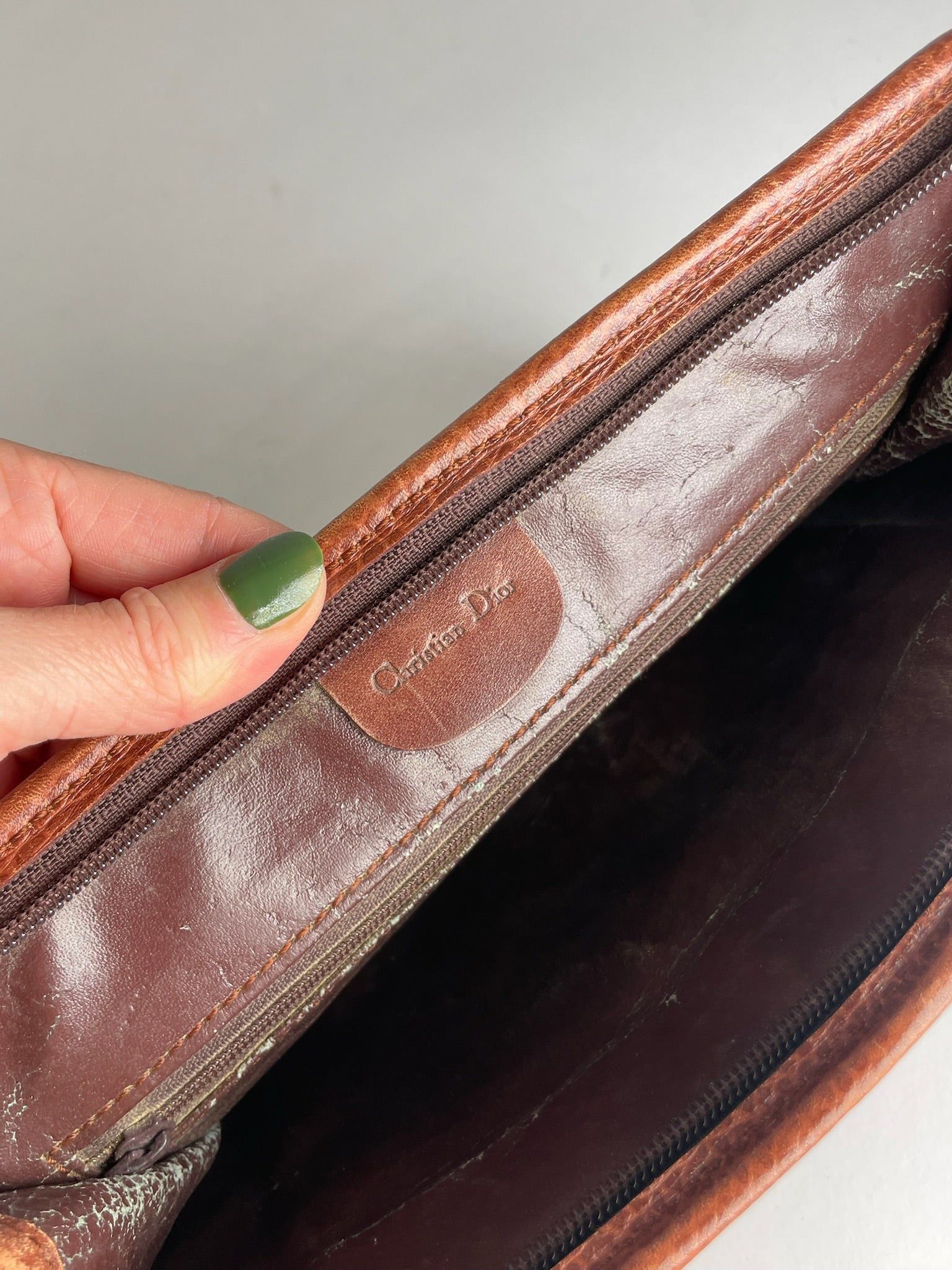 Dior Vintage Leather Clutch Brown Size ONE SIZE - 3 Thumbnail