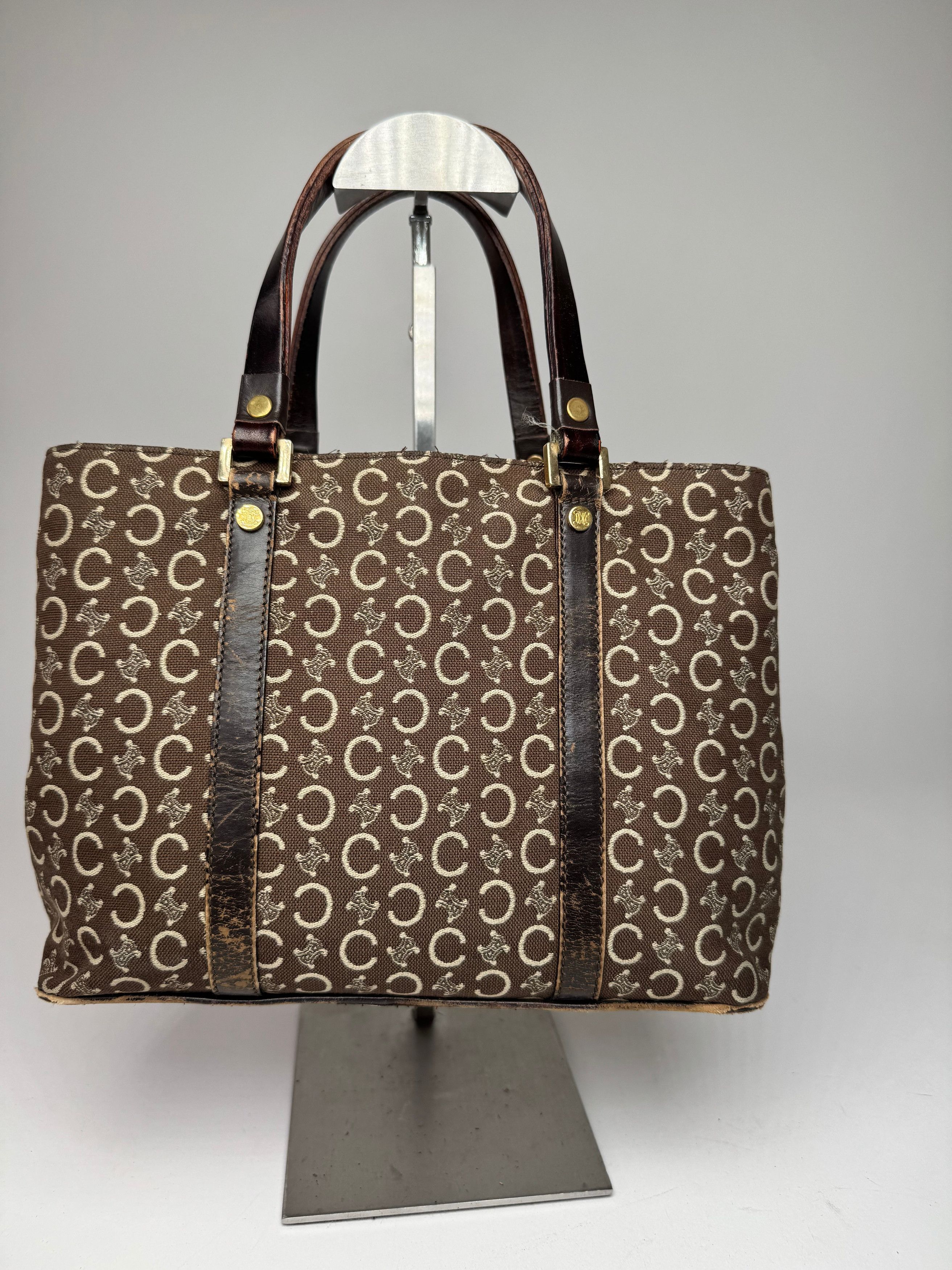 Celine Vintage Paris Monogram Handbag Brown Beige Size ONE SIZE - 2 Thumbnail