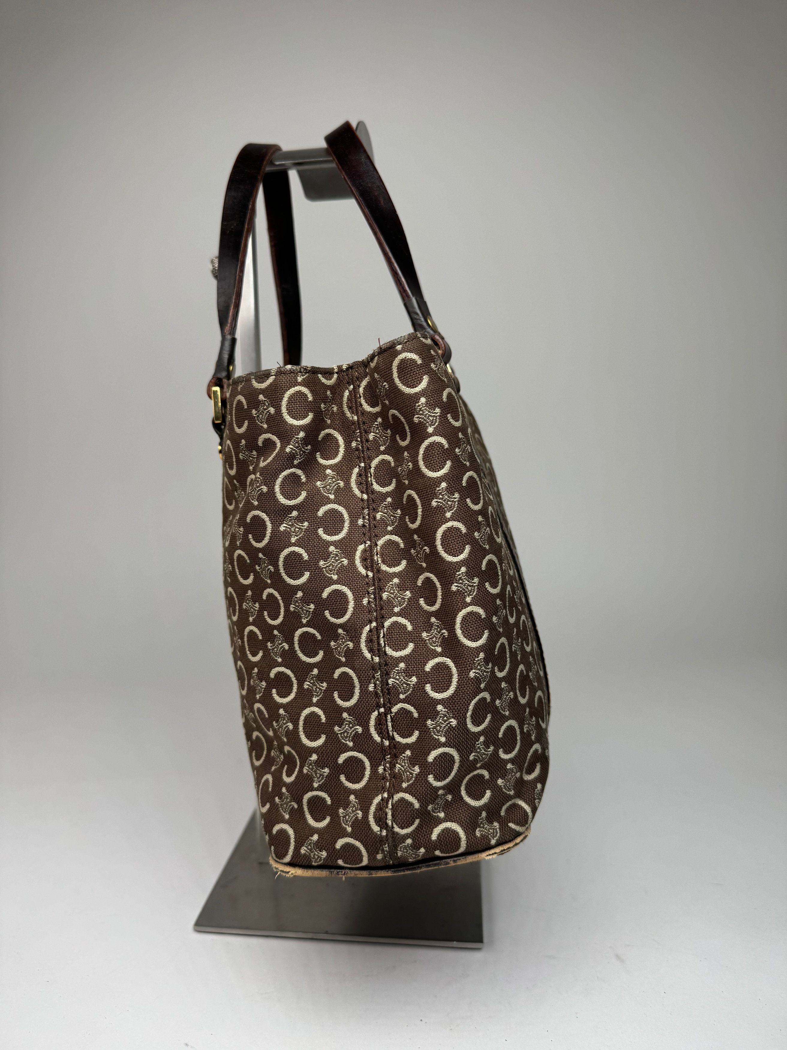 Celine Vintage Paris Monogram Handbag Brown Beige Size ONE SIZE - 10 Thumbnail