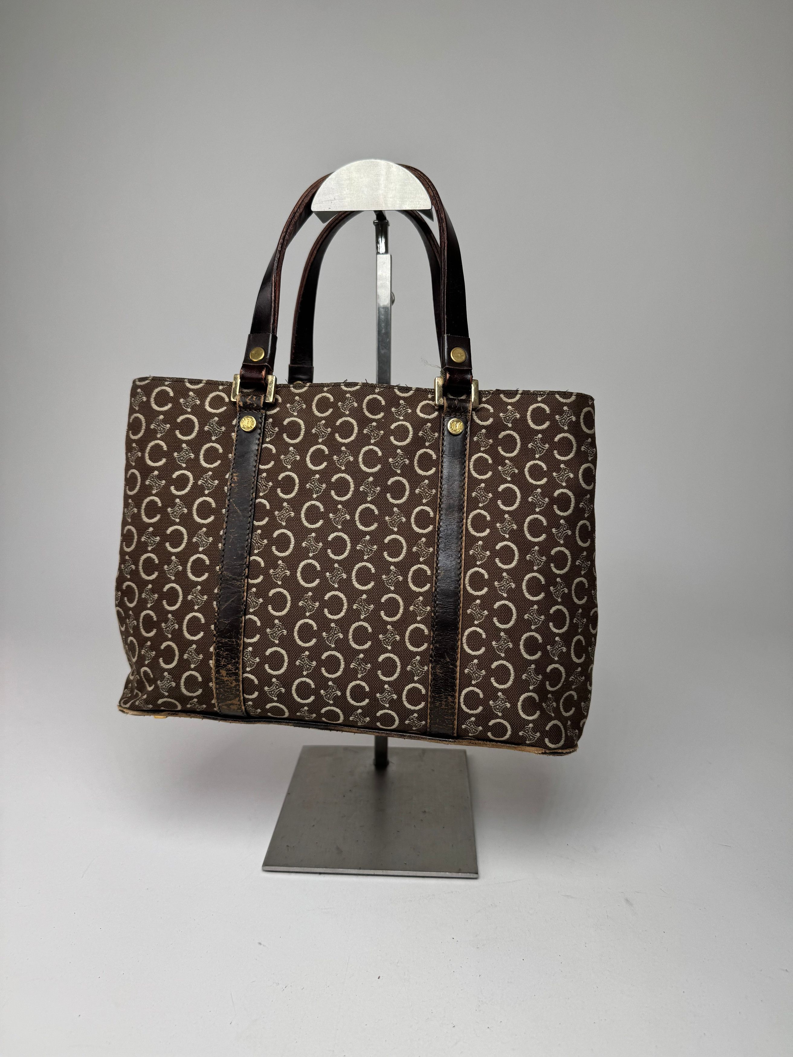 Celine Vintage Paris Monogram Handbag Brown Beige Size ONE SIZE - 9 Thumbnail