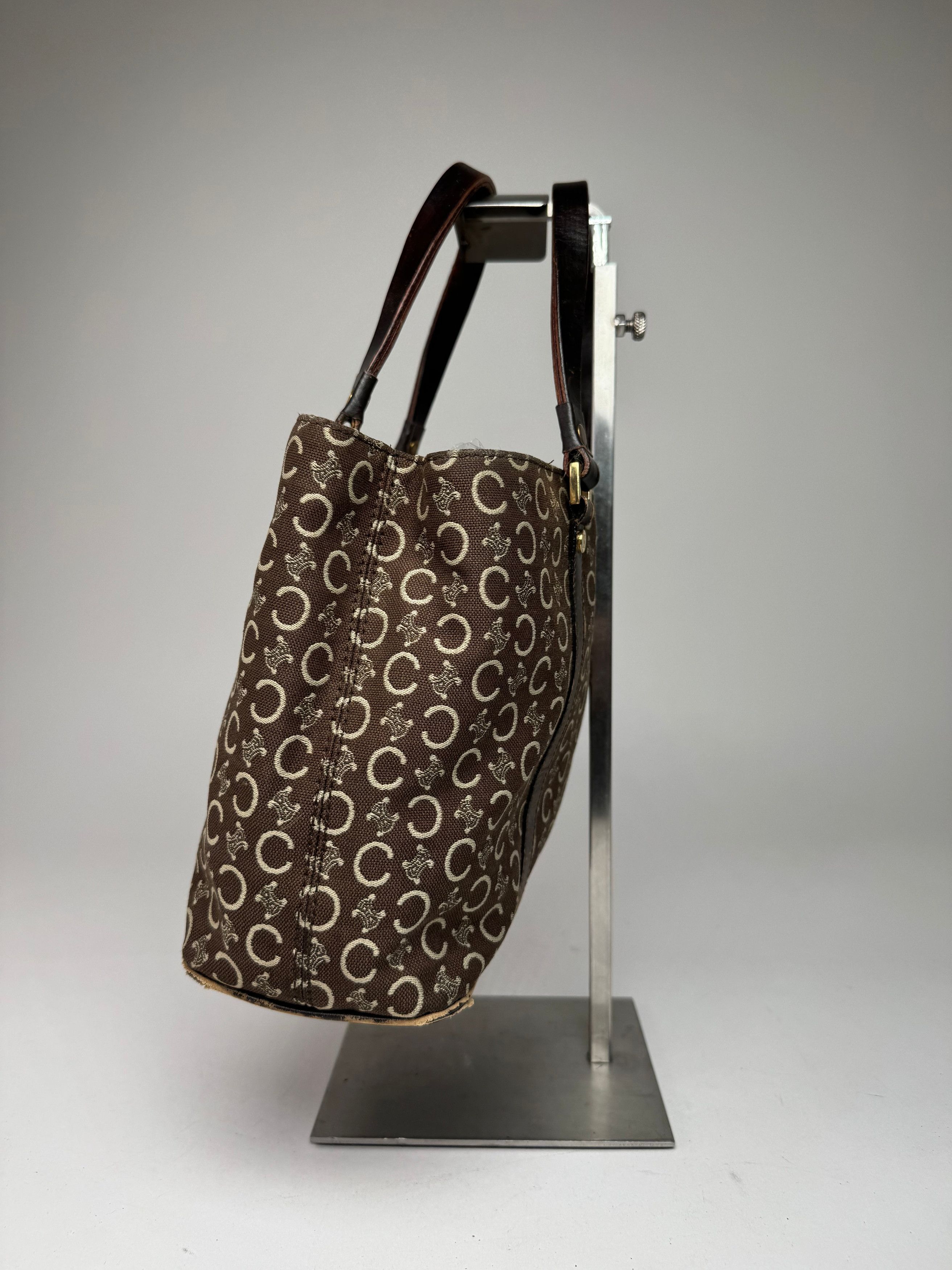 Celine Vintage Paris Monogram Handbag Brown Beige Size ONE SIZE - 8 Thumbnail