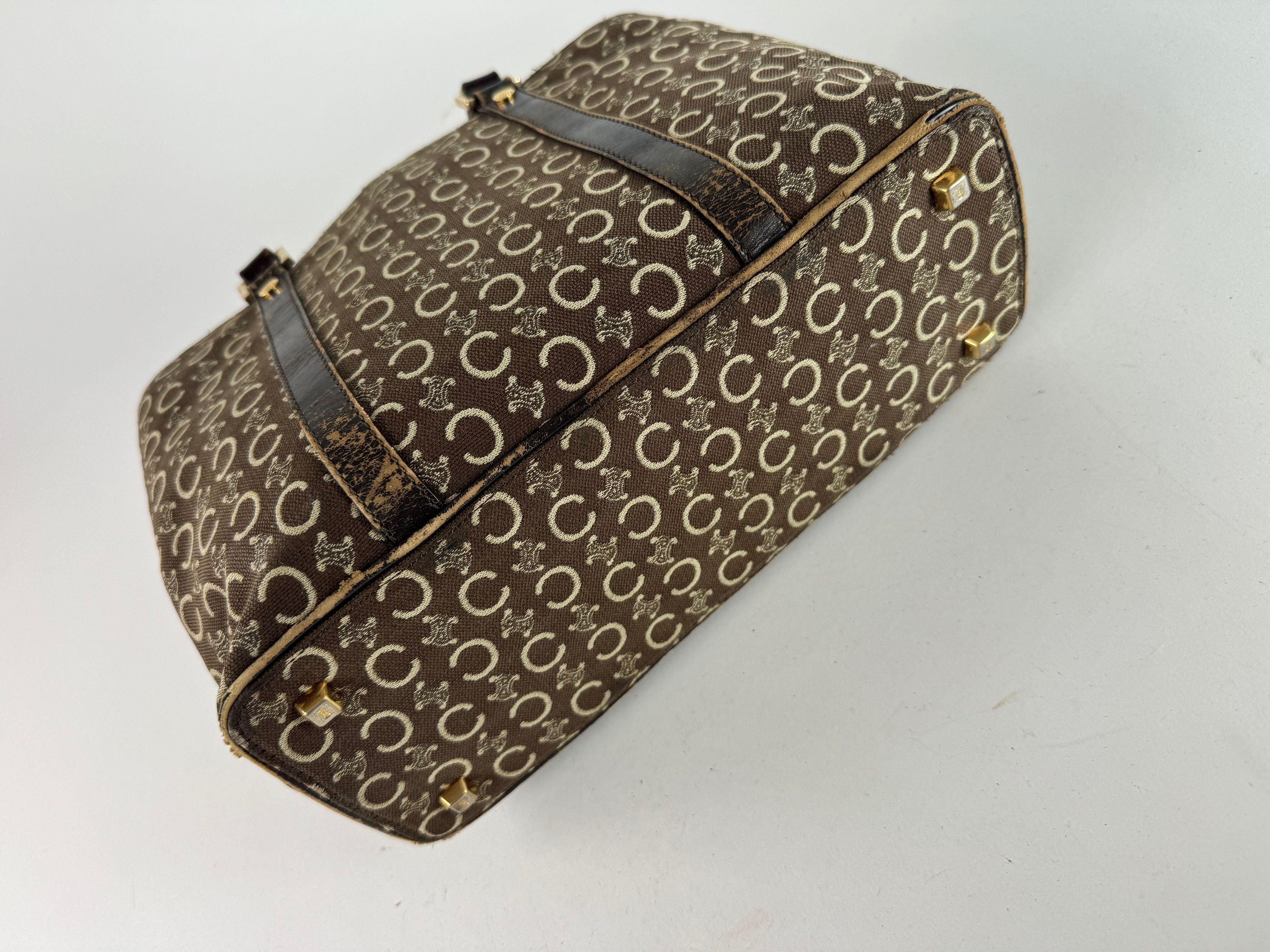 Celine Vintage Paris Monogram Handbag Brown Beige Size ONE SIZE - 14 Thumbnail