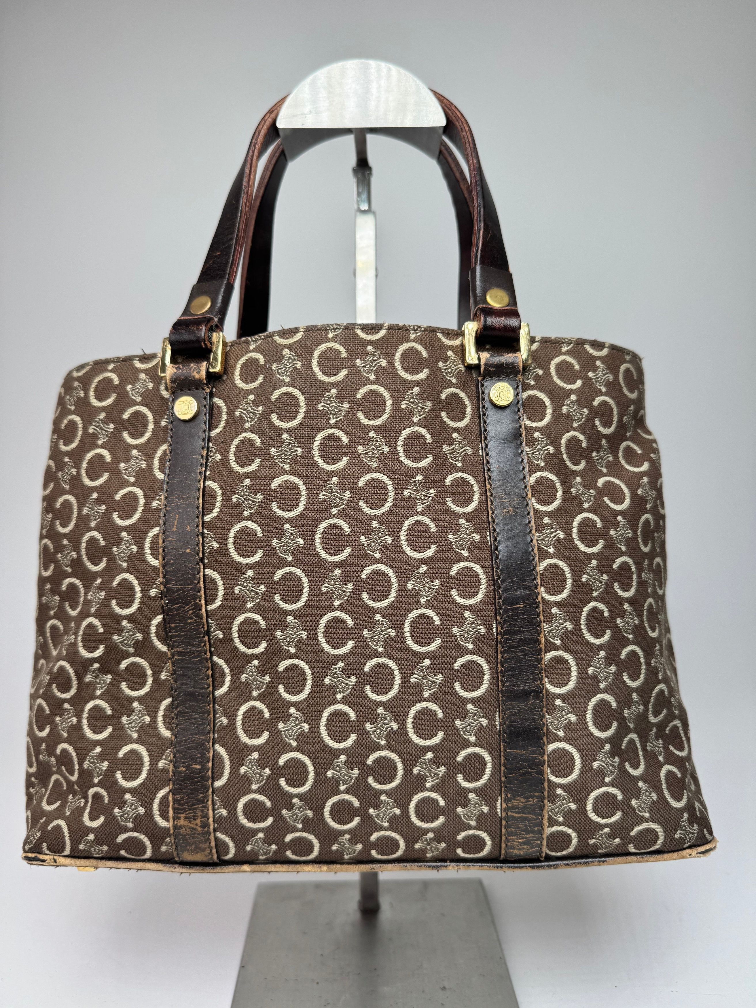 Celine Vintage Paris Monogram Handbag Brown Beige Size ONE SIZE - 4 Thumbnail