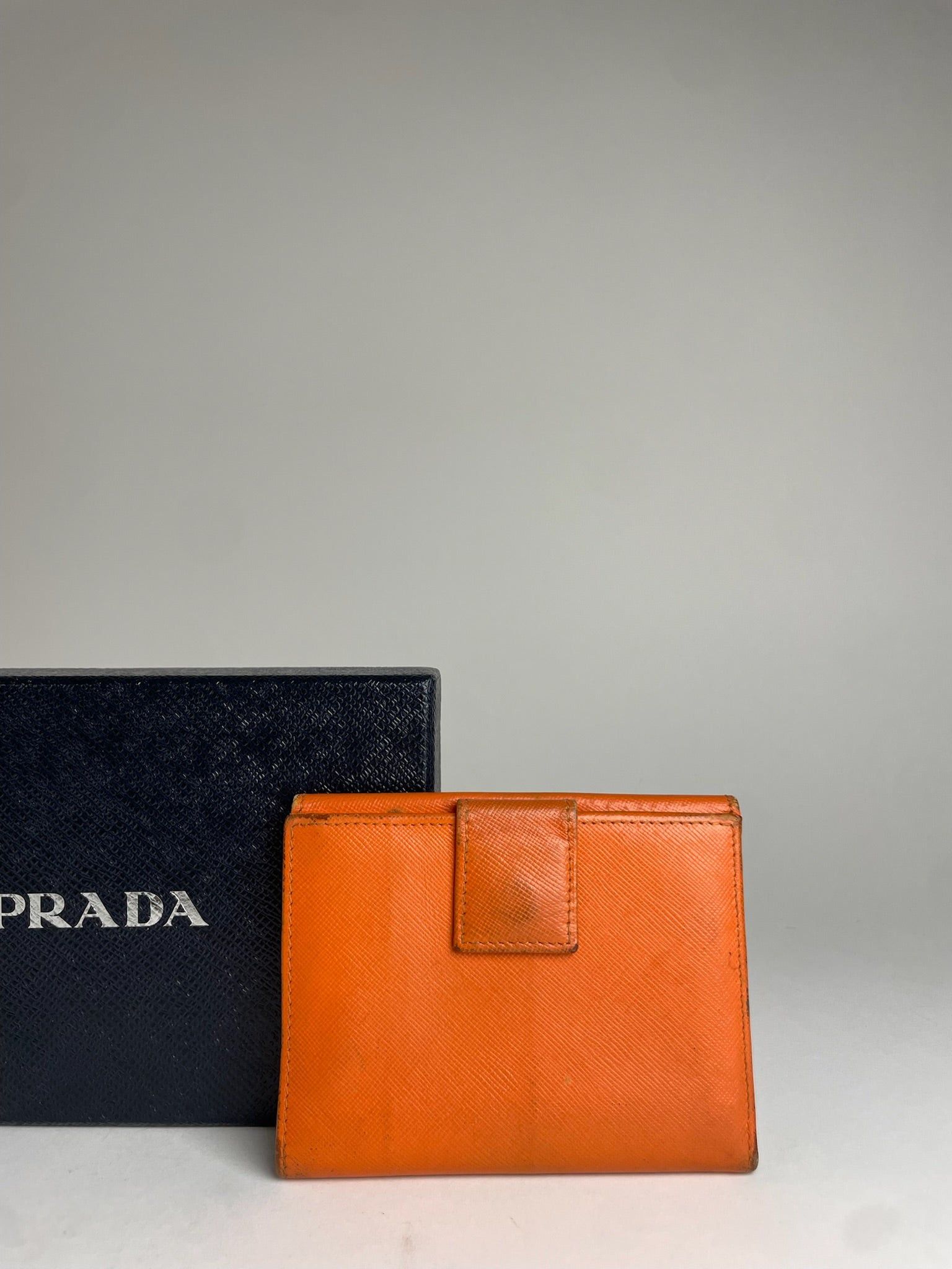 Prada Vintage Triangle Leather Wallet Orange Size ONE SIZE - 7 Thumbnail