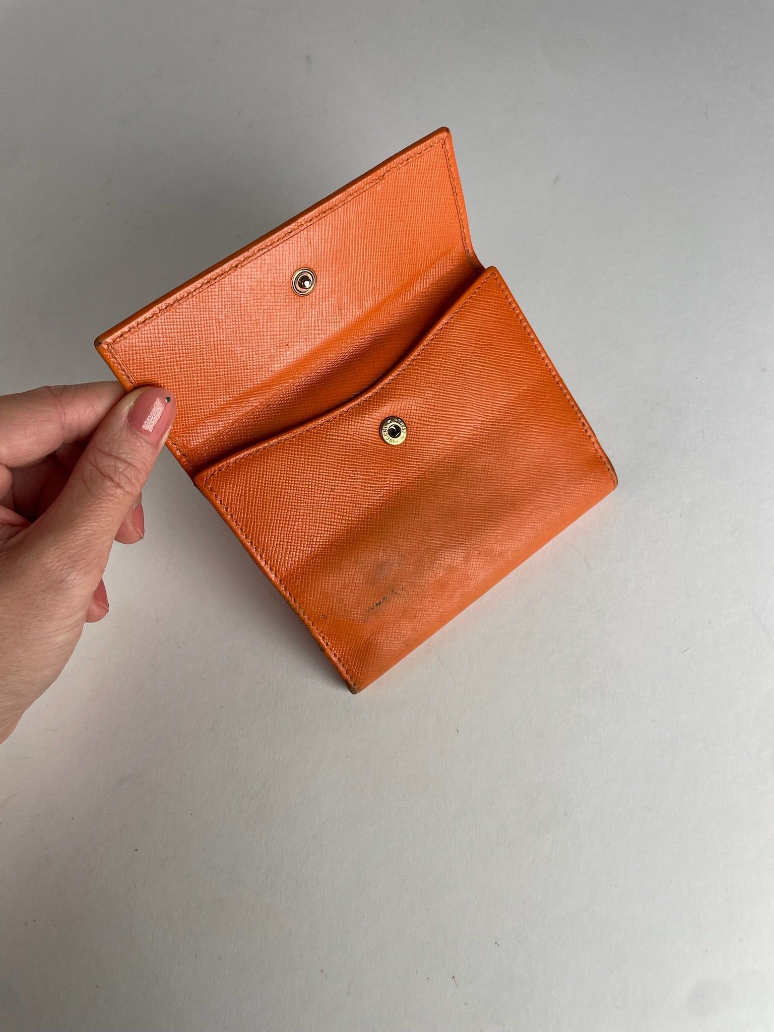 Prada Vintage Triangle Leather Wallet Orange Size ONE SIZE - 5 Thumbnail