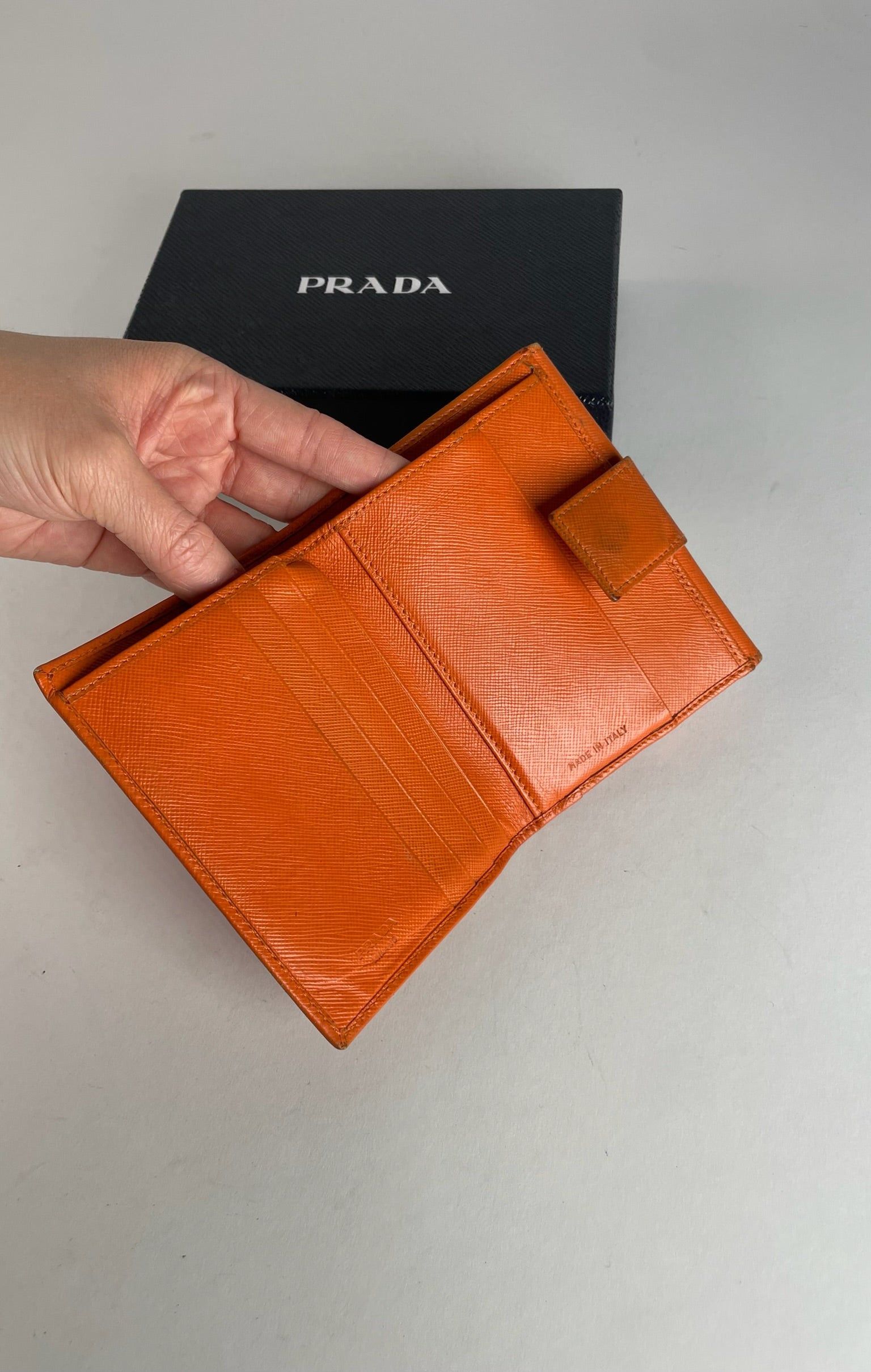 Prada Vintage Triangle Leather Wallet Orange Size ONE SIZE - 3 Thumbnail