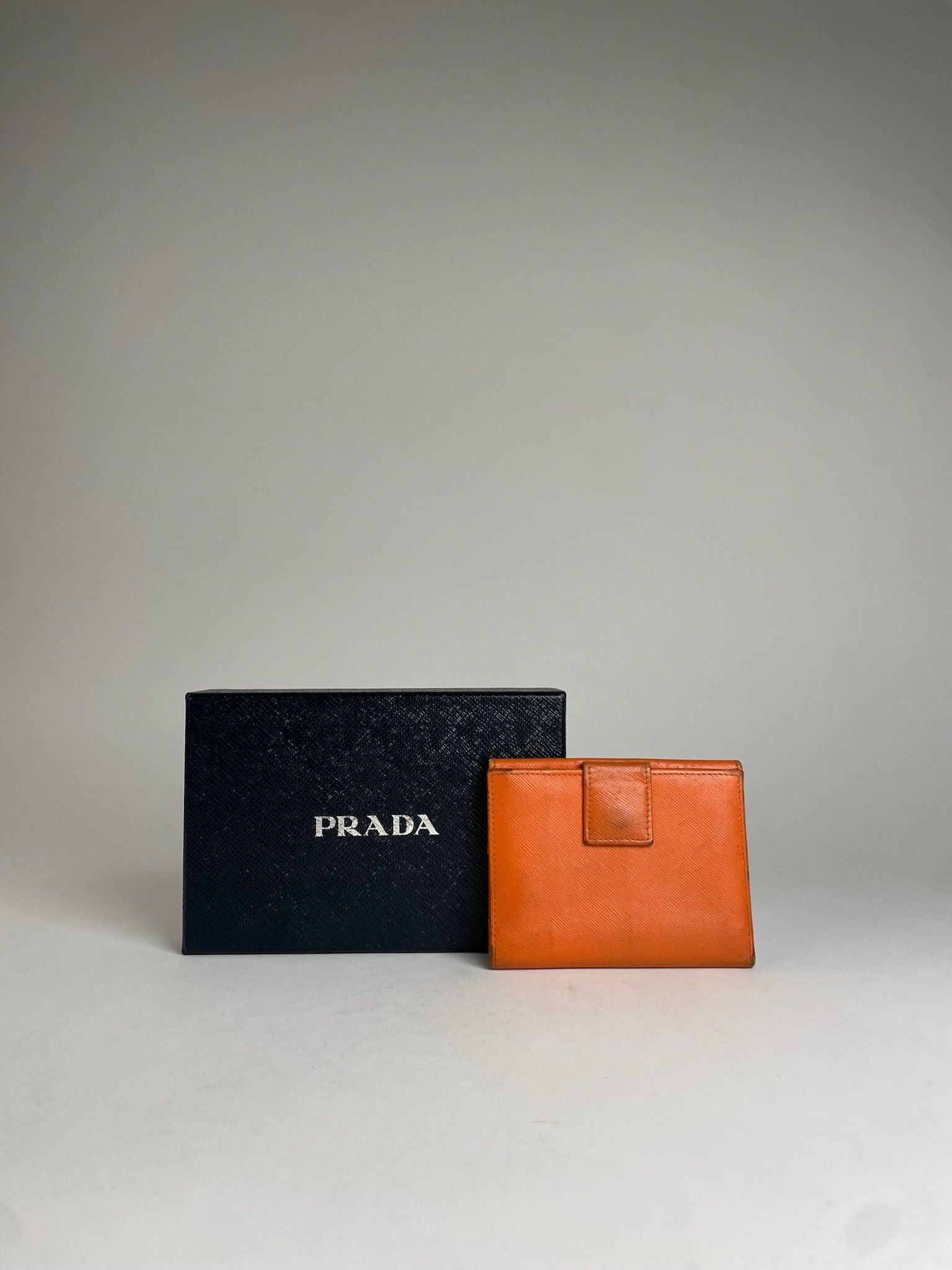 Prada Vintage Triangle Leather Wallet Orange Size ONE SIZE - 2 Thumbnail