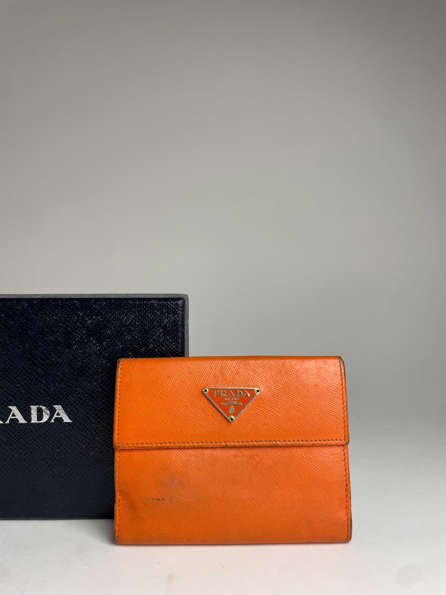 Prada Vintage Triangle Leather Wallet Orange Size ONE SIZE - 6 Thumbnail