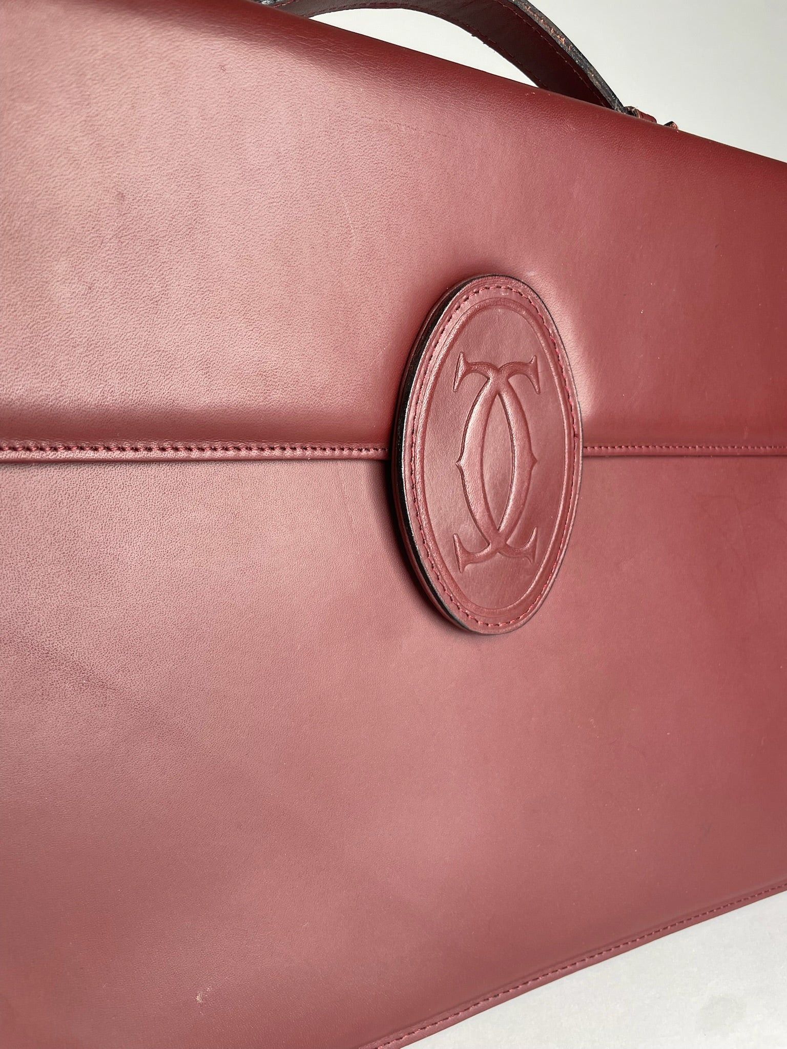 Cartier Vintage Leather Briefcase Burgundy Size ONE SIZE - 5 Thumbnail