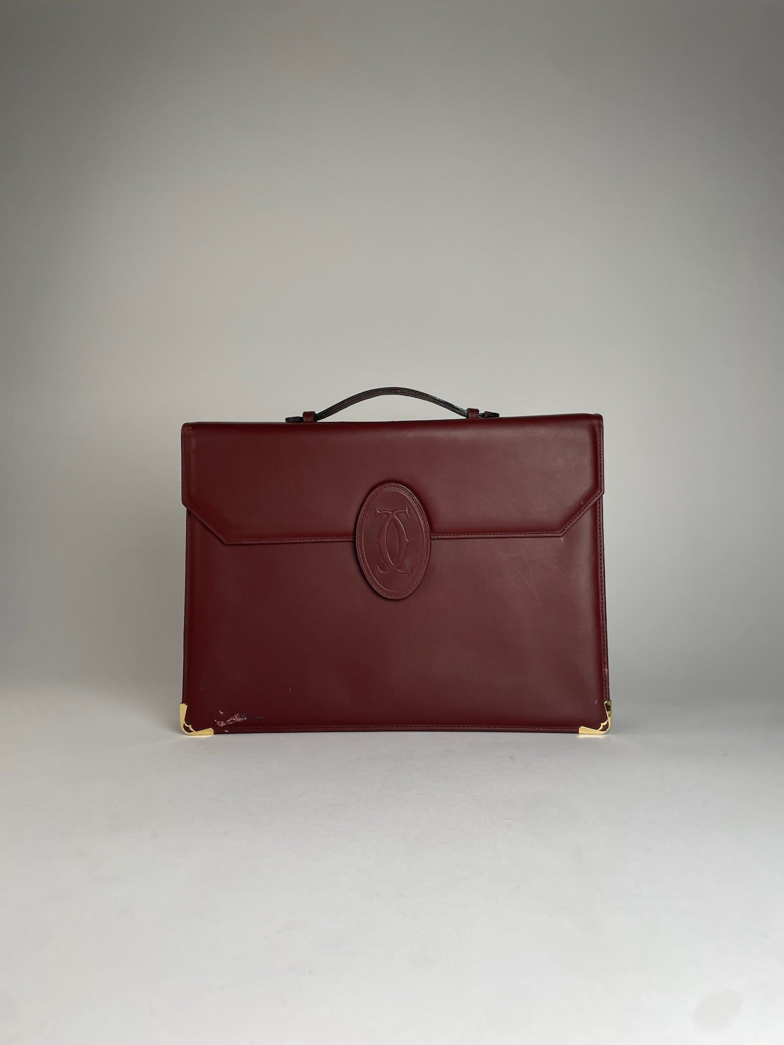 Cartier Vintage Leather Briefcase Burgundy Size ONE SIZE - 6 Thumbnail