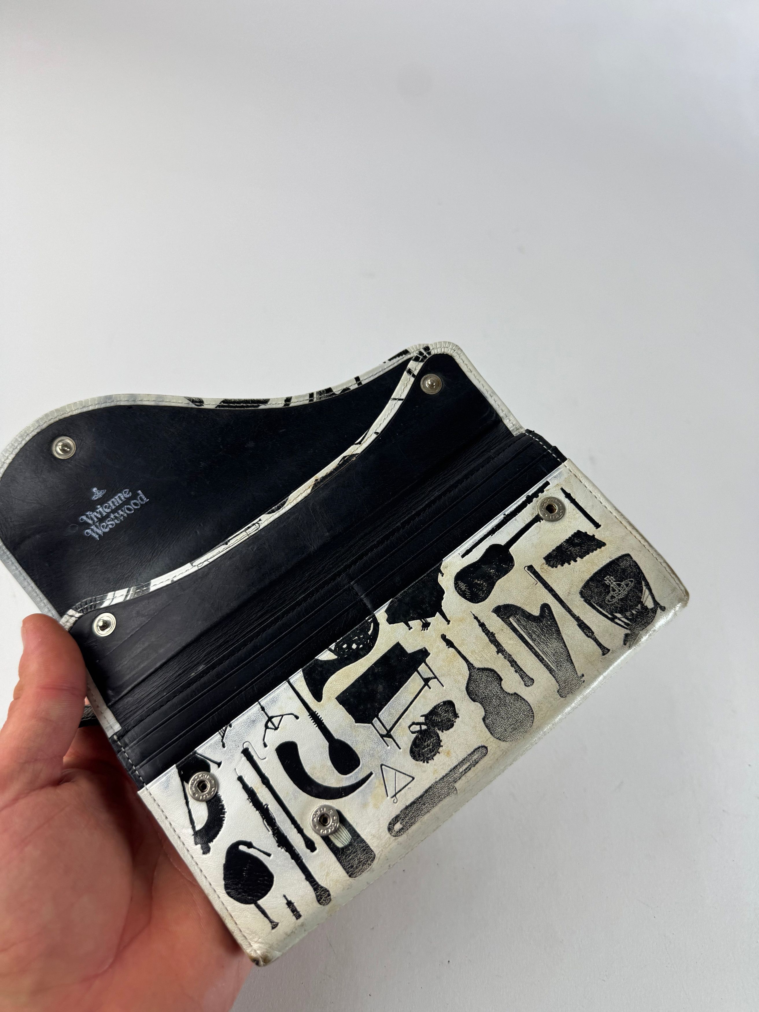 Vivienne Westwood Vintage Abstract Leather Wallet Black White Size ONE SIZE - 7 Thumbnail