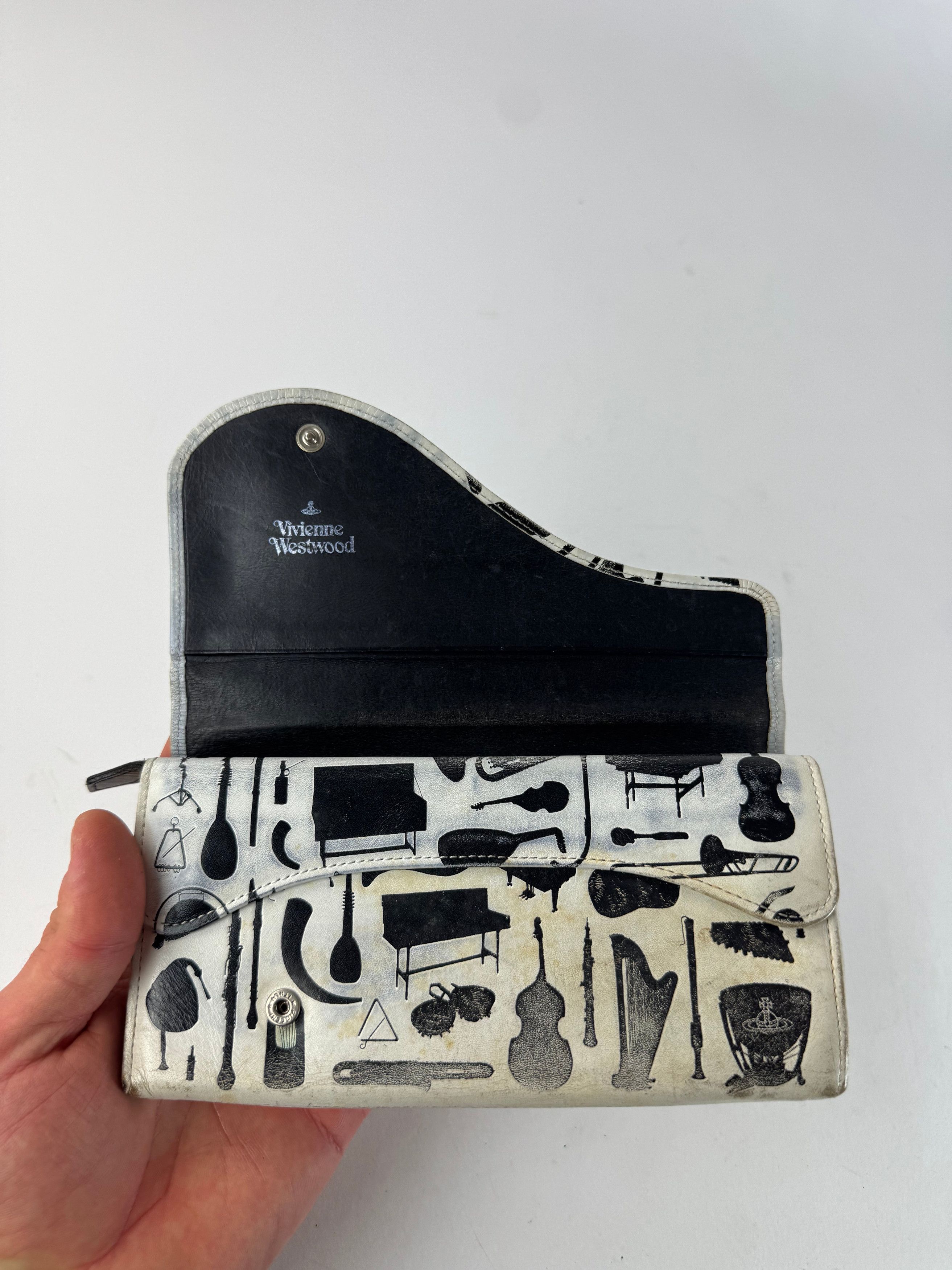 Vivienne Westwood Vintage Abstract Leather Wallet Black White Size ONE SIZE - 6 Thumbnail