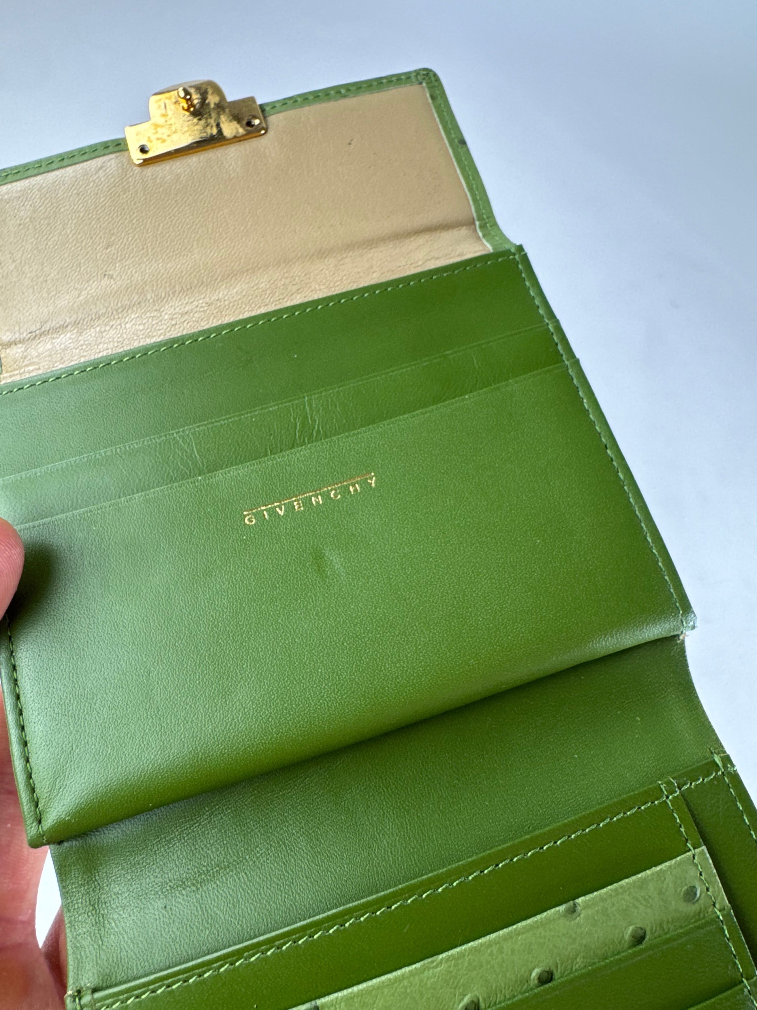 Givenchy Vintage Ostrich Leather Wallet Green Size ONE SIZE - 6 Thumbnail