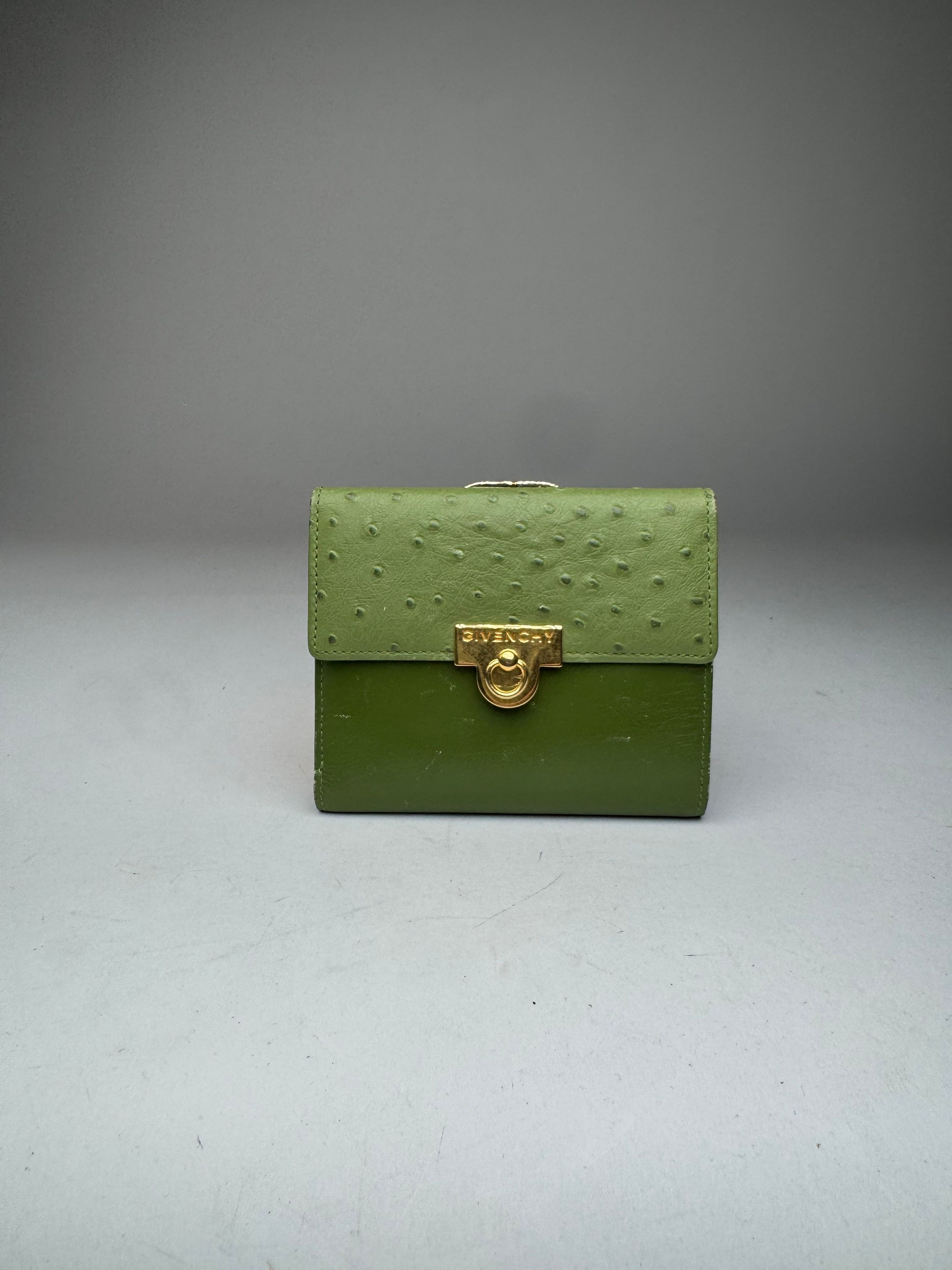 Givenchy Vintage Ostrich Leather Wallet Green Size ONE SIZE - 9 Thumbnail