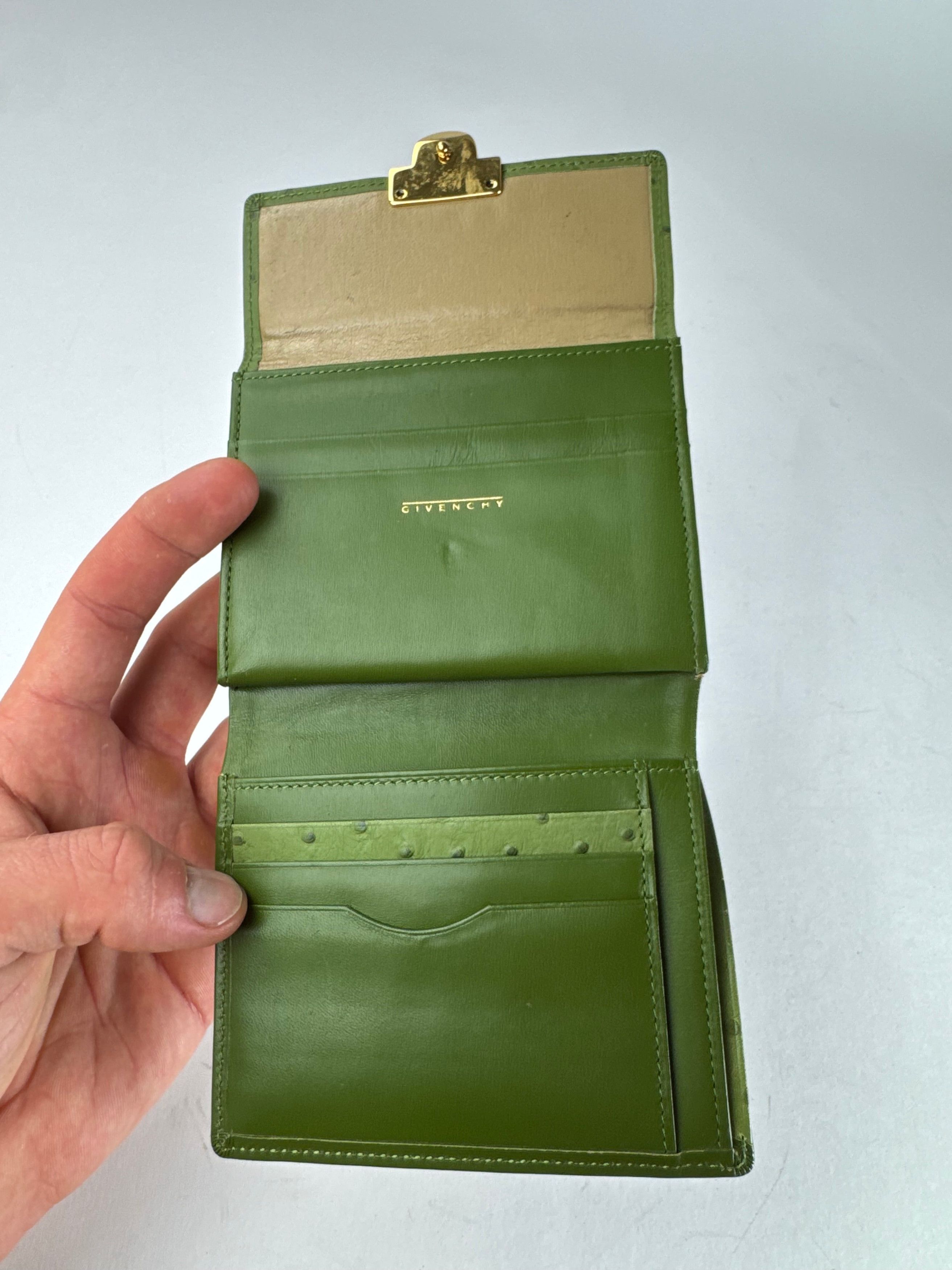 Givenchy Vintage Ostrich Leather Wallet Green Size ONE SIZE - 5 Thumbnail
