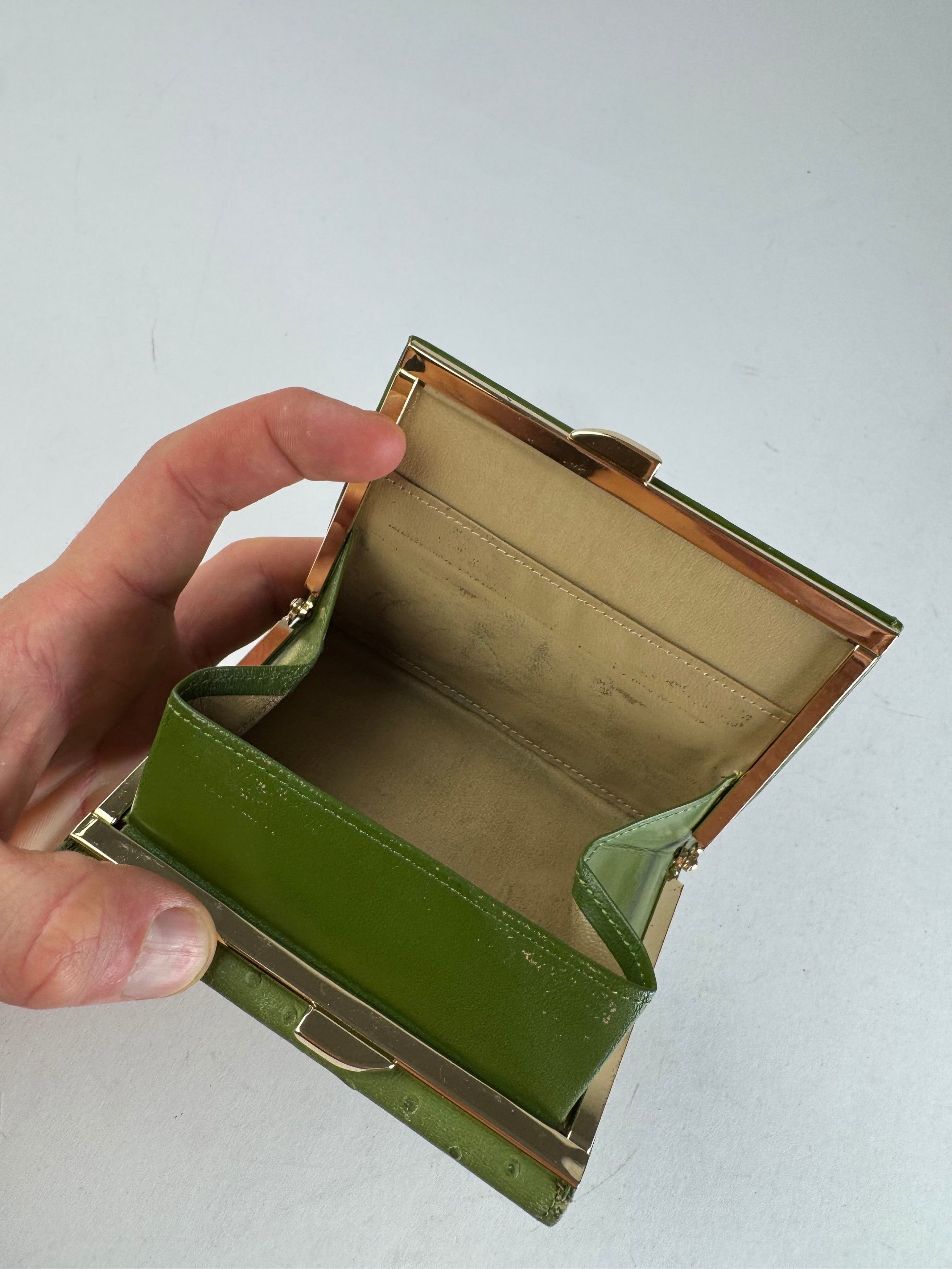 Givenchy Vintage Ostrich Leather Wallet Green Size ONE SIZE - 4 Thumbnail