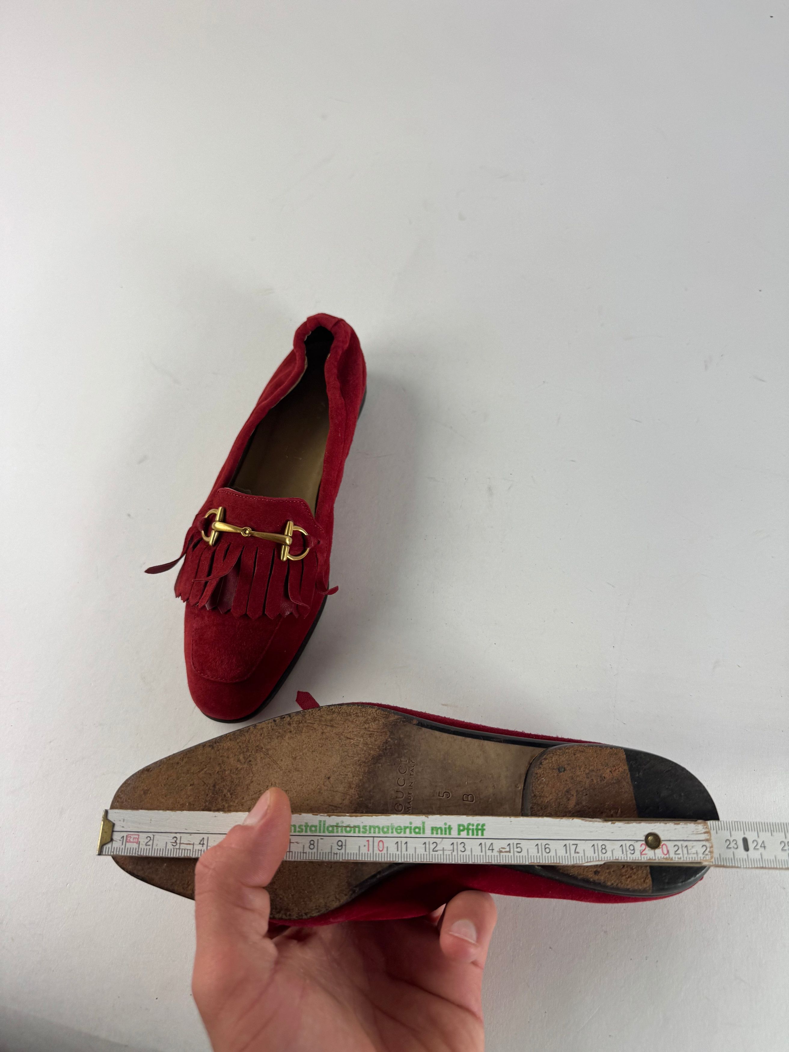 Gucci Vintage Horsebit Suede Loafer / Ballerinas Red Size US 4 / IT 34 - 6 Thumbnail