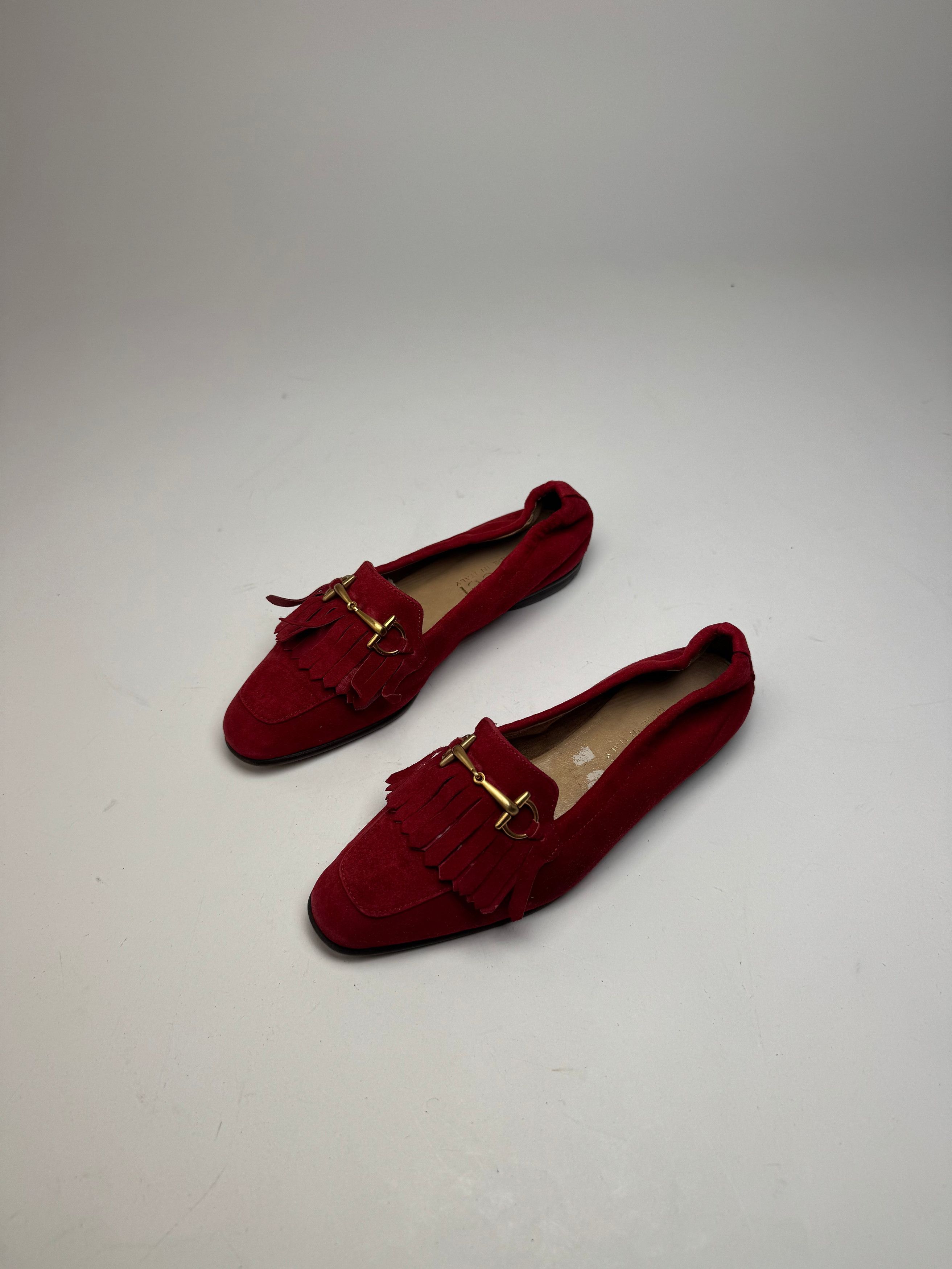 Gucci Vintage Horsebit Suede Loafer / Ballerinas Red Size US 4 / IT 34 - 7 Thumbnail