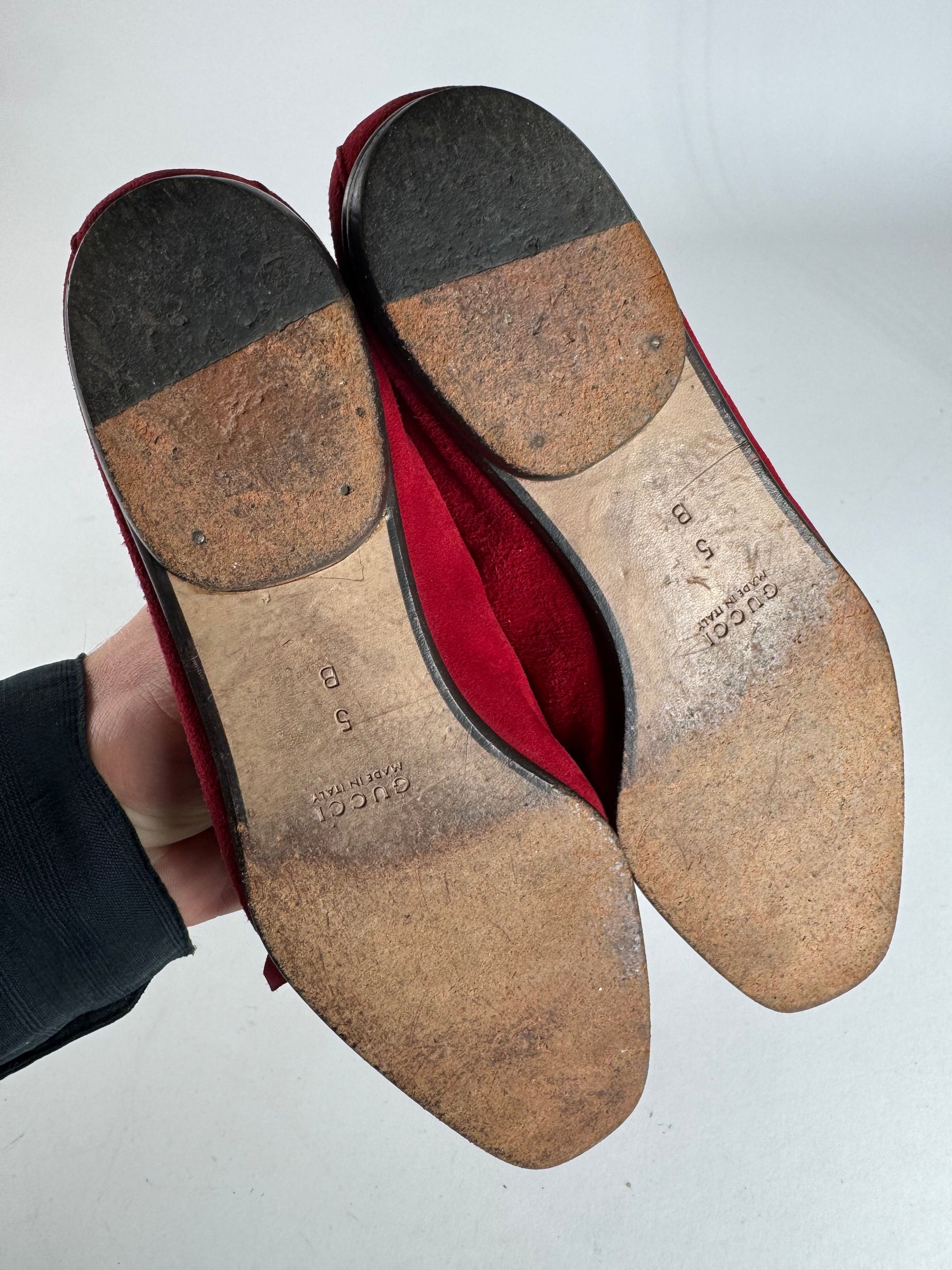 Gucci Vintage Horsebit Suede Loafer / Ballerinas Red Size US 4 / IT 34 - 3 Thumbnail
