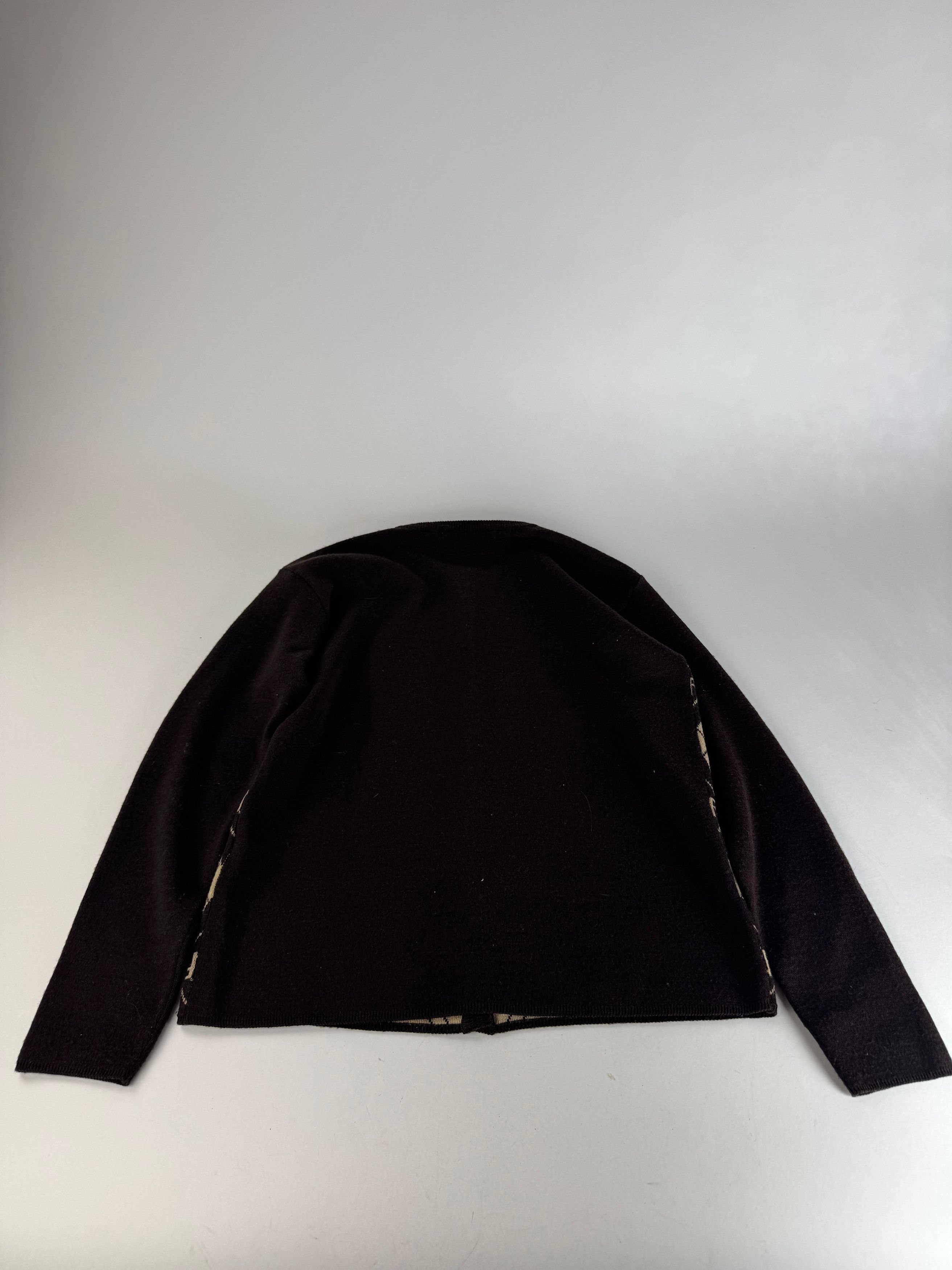 Fendi Vintage Roma Cardigan / Wool Sweater Brown Beige Size M / US 6-8 / IT 42-44 - 9 Thumbnail