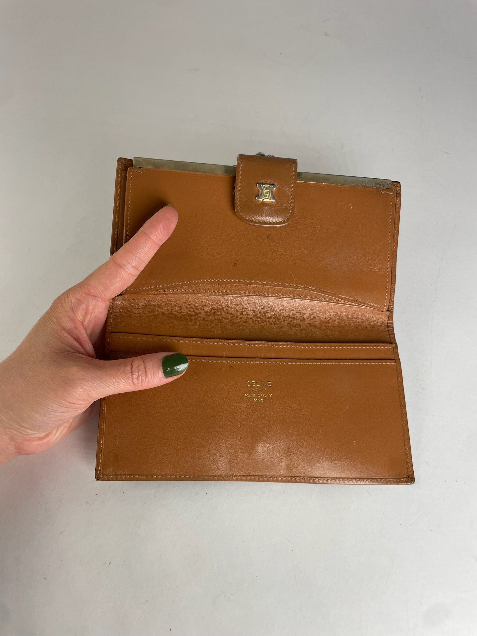 Celine Vintage Paris Triomphe Monogram Leather Wallet Brown Size ONE SIZE - 5 Thumbnail