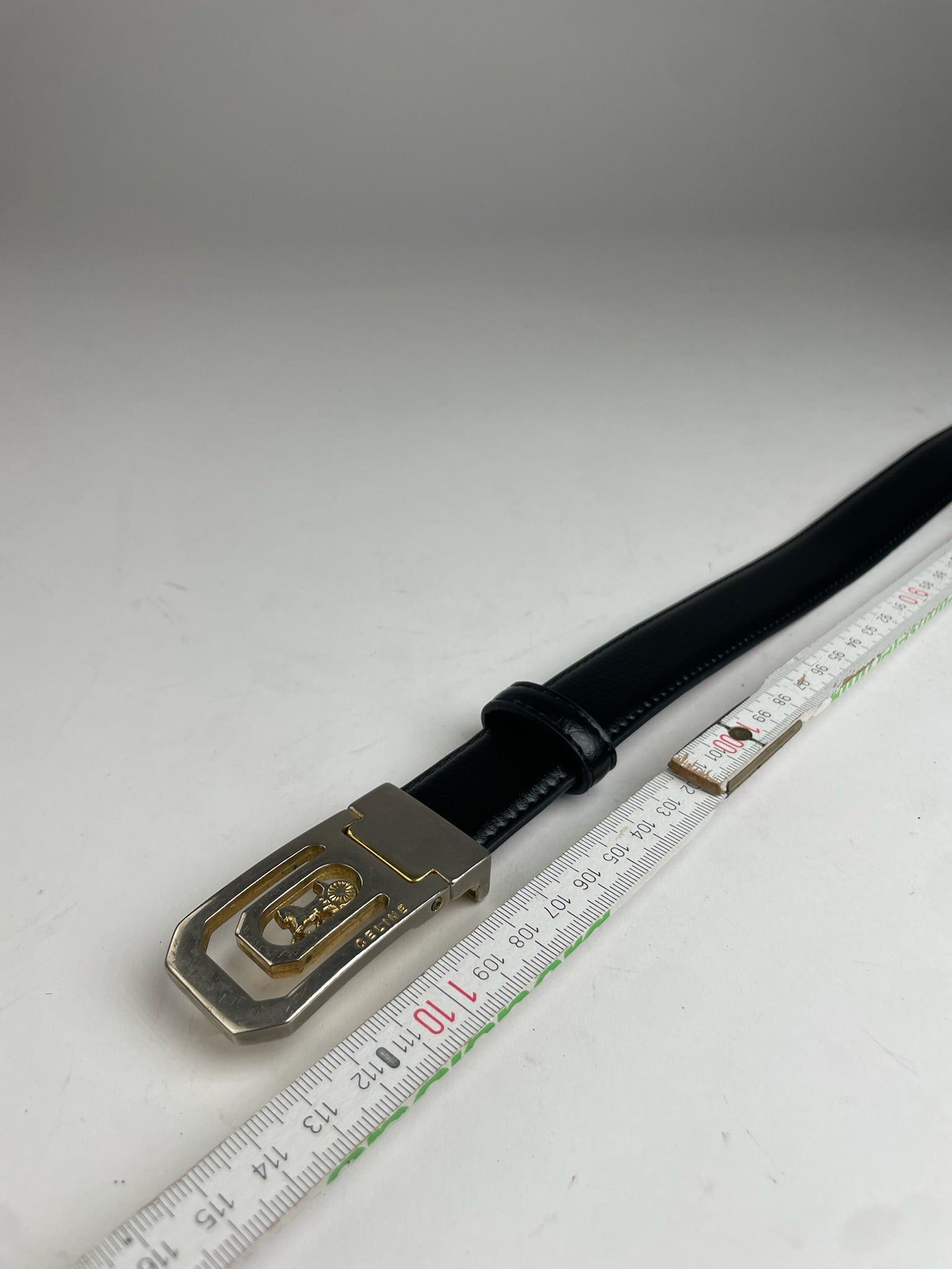 Celine Vintage Paris Carriage Logo Leather Belt Black Size ONE SIZE - 5 Thumbnail