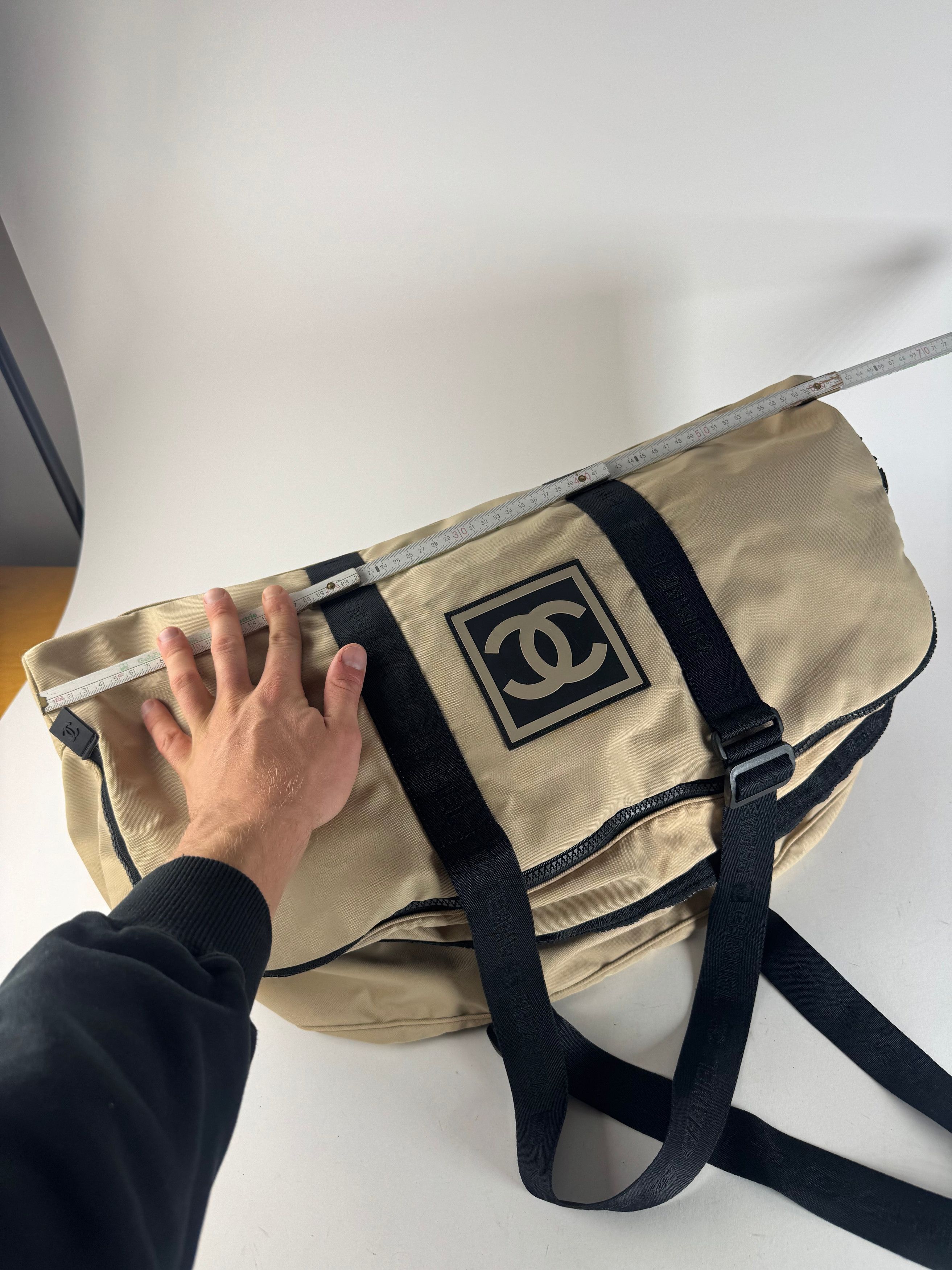 Vintage Sport Duffel Bag Black White