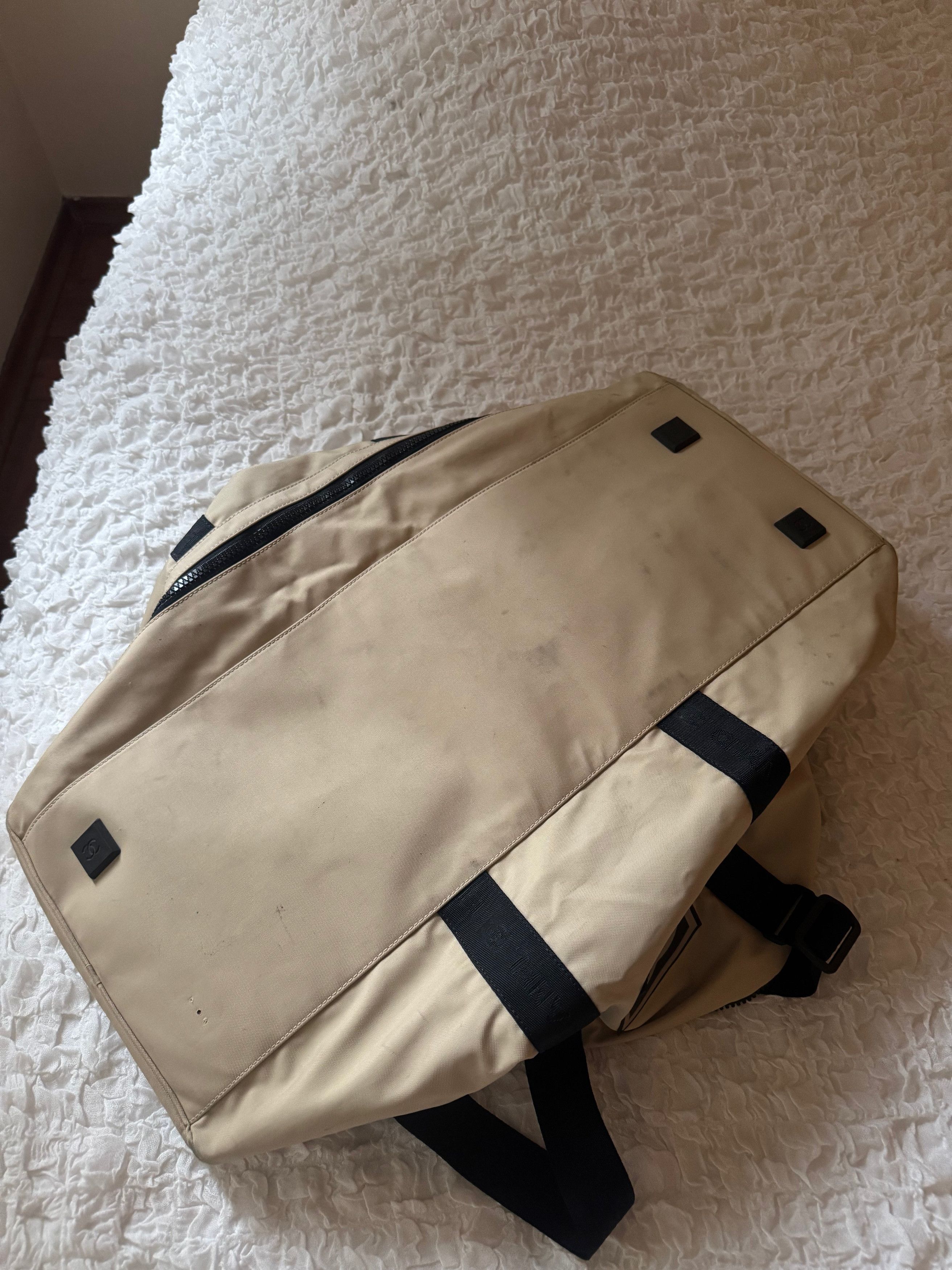 Vintage Sport Duffel Bag Black White