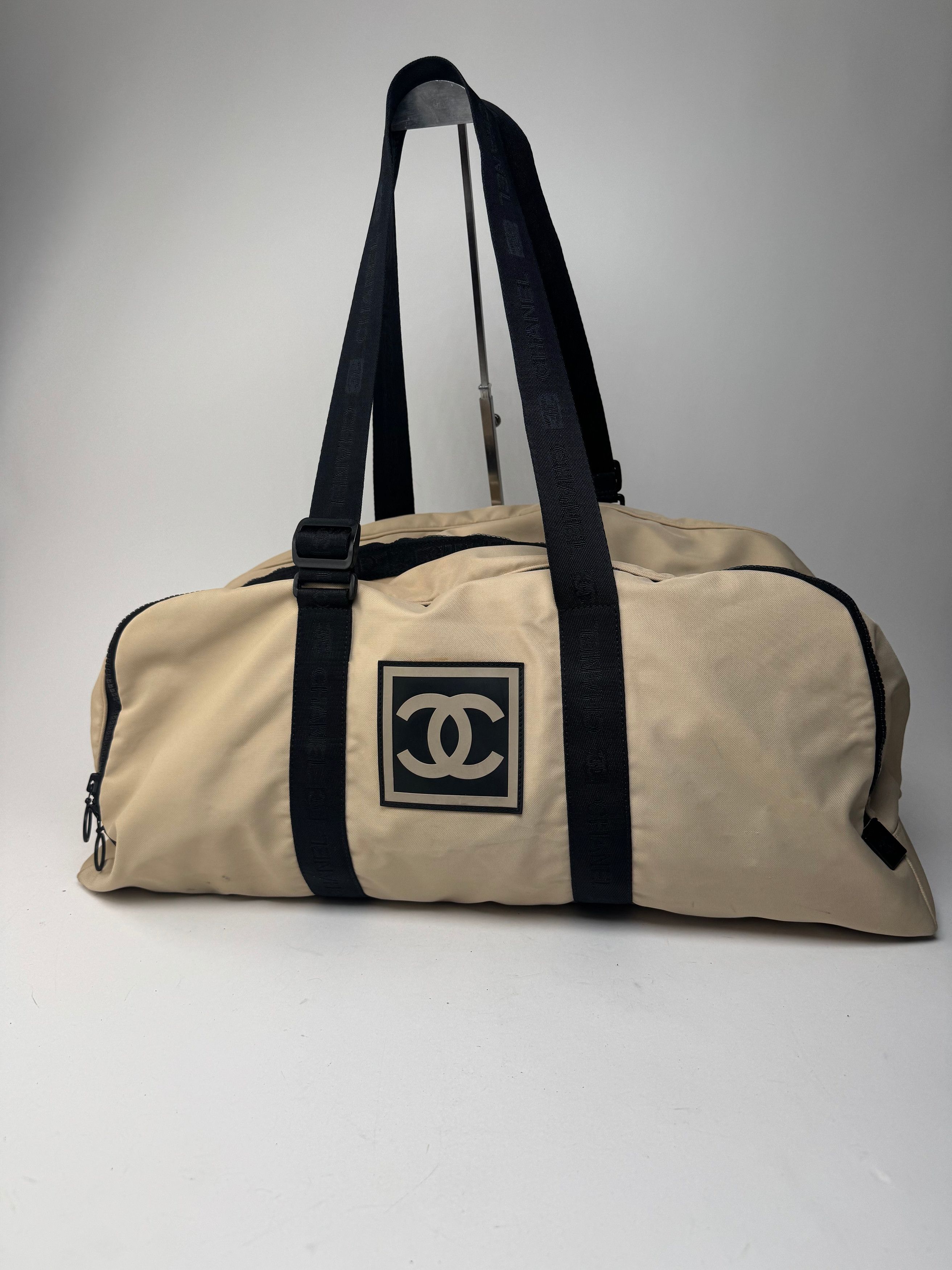 Vintage Sport Duffel Bag Black White