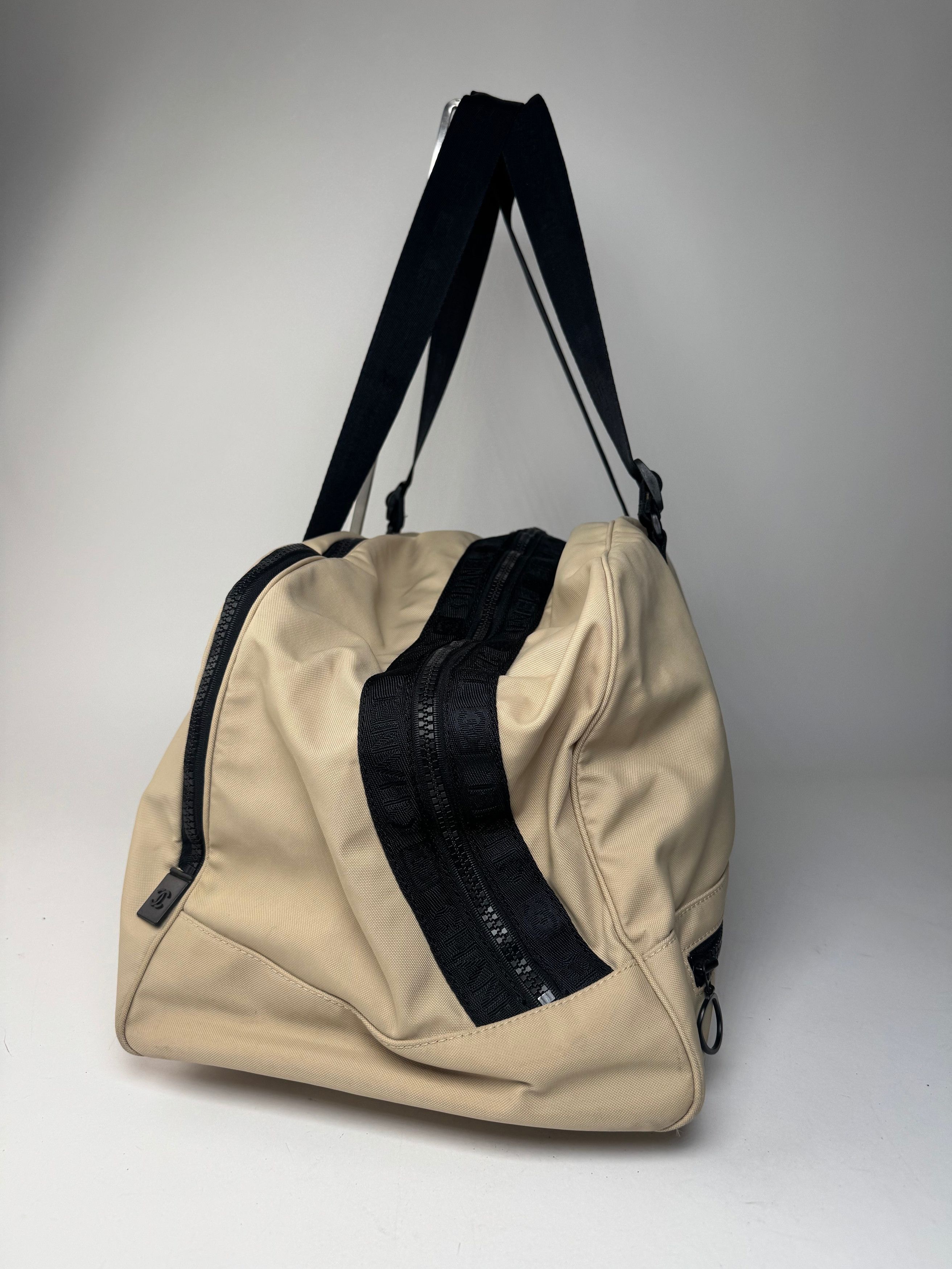 Vintage Sport Duffel Bag Black White