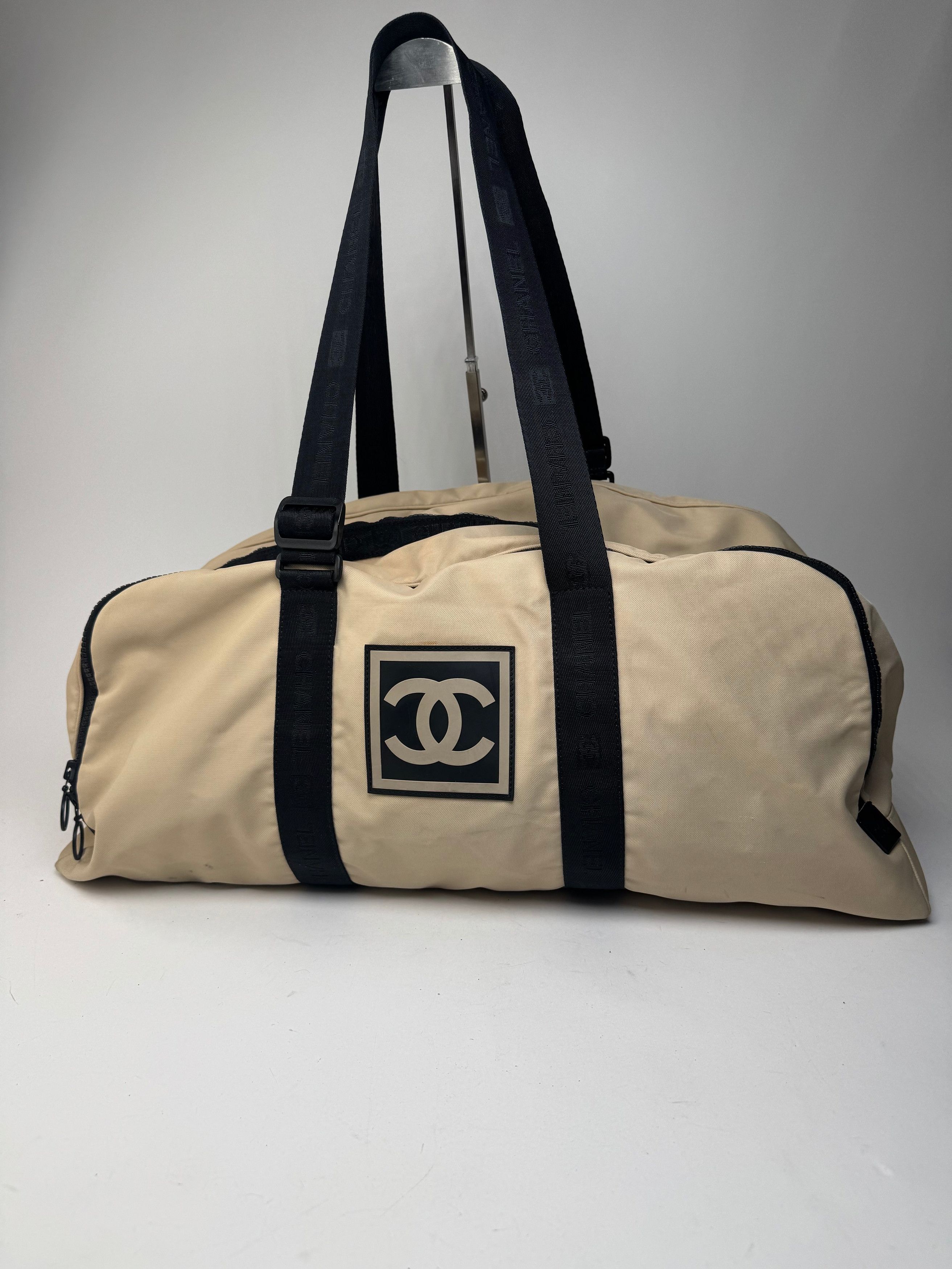 Vintage Sport Duffel Bag Black White