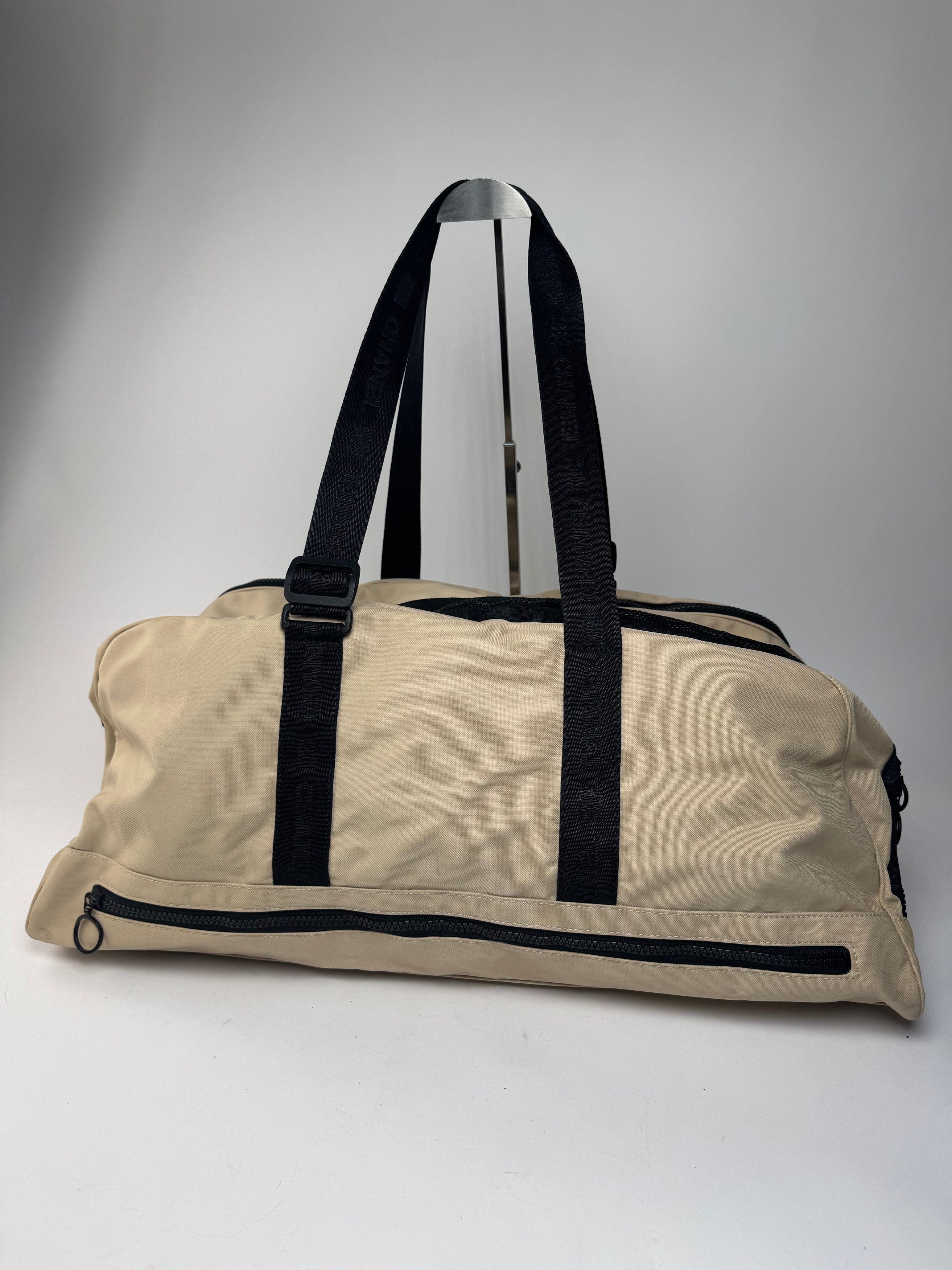 Vintage Sport Duffel Bag Black White