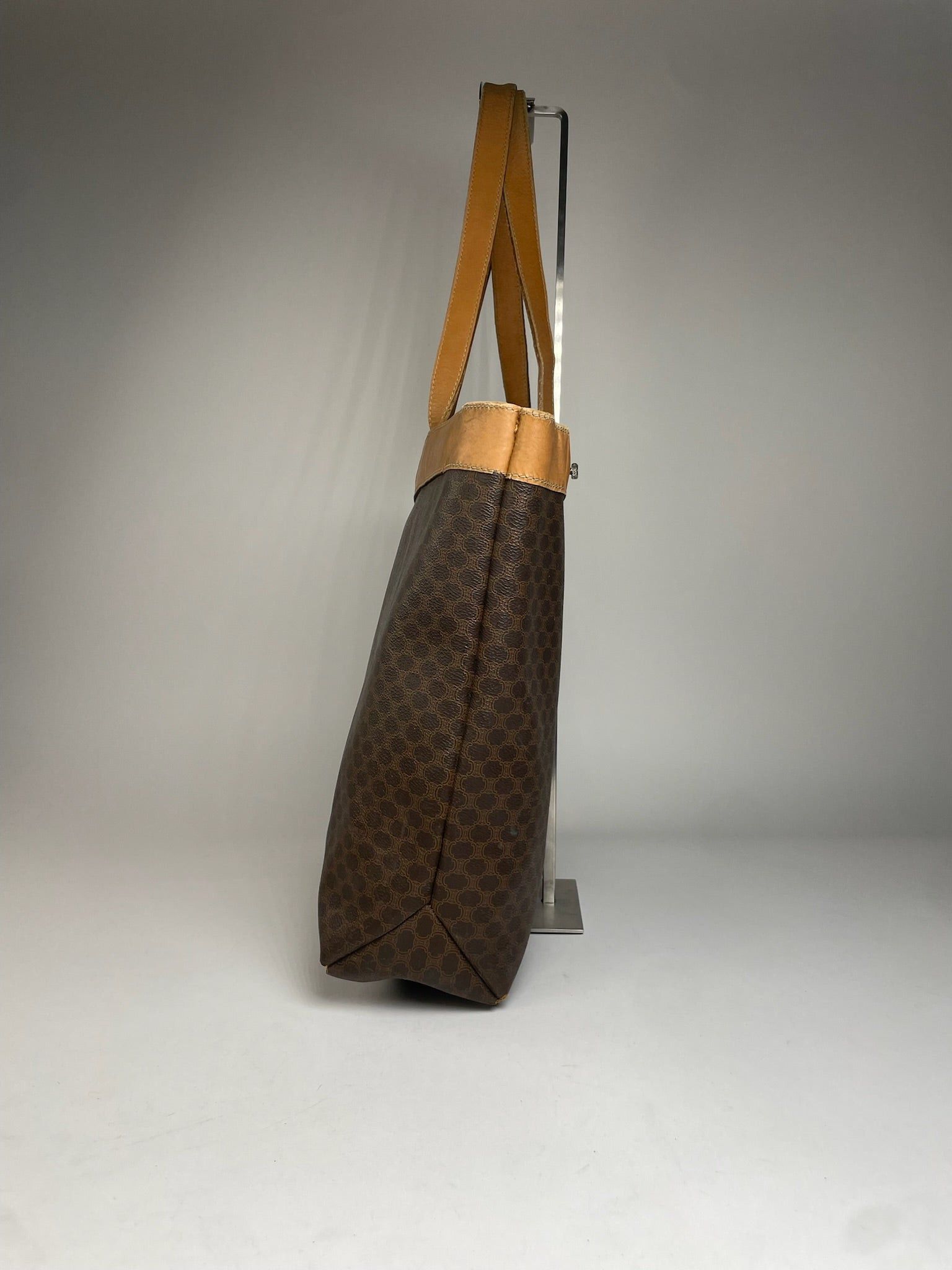 Celine Vintage Paris Triomphe Monogram Leather Tote Bag Brown Size ONE SIZE - 7 Thumbnail