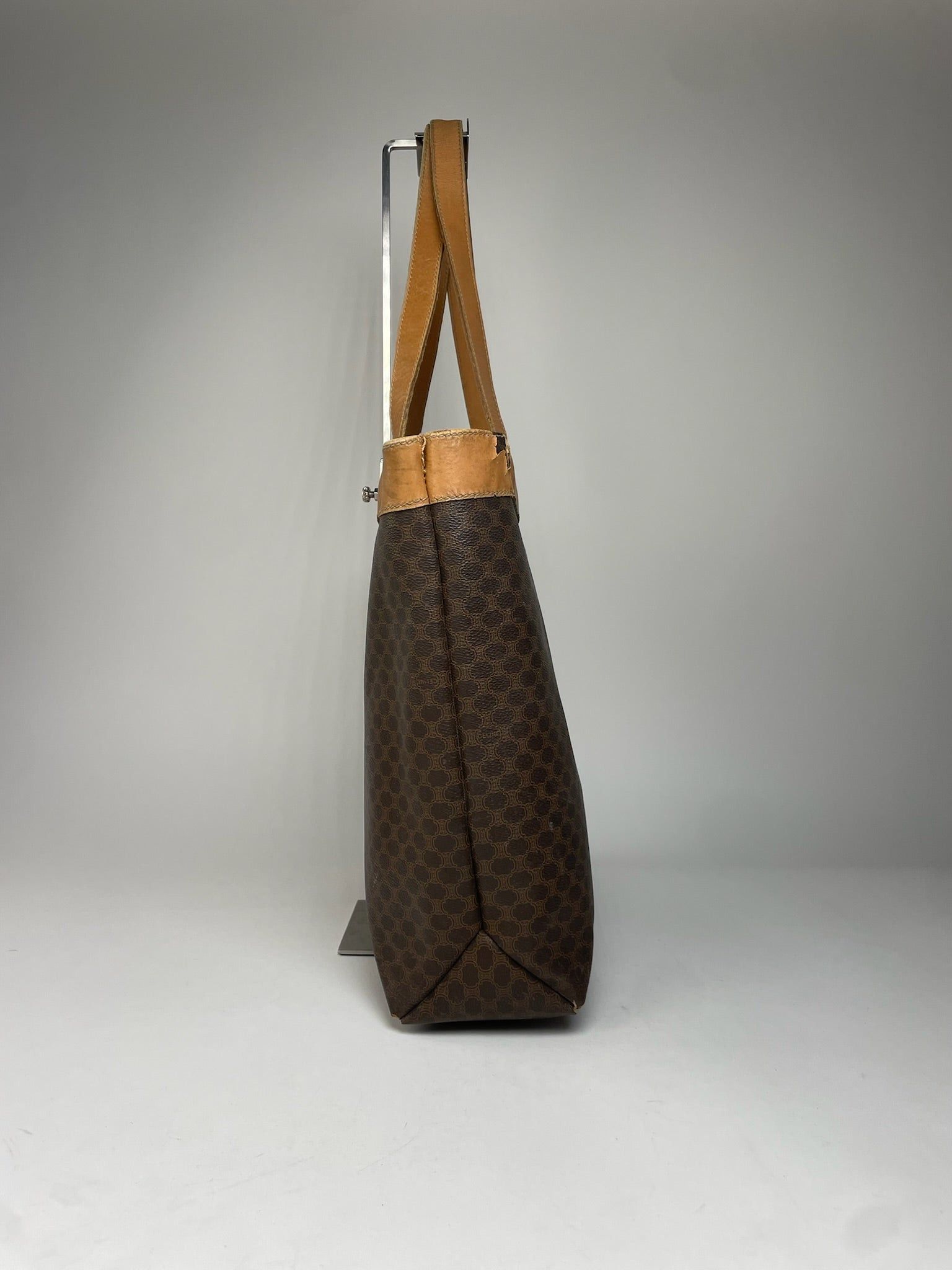 Celine Vintage Paris Triomphe Monogram Leather Tote Bag Brown Size ONE SIZE - 9 Thumbnail