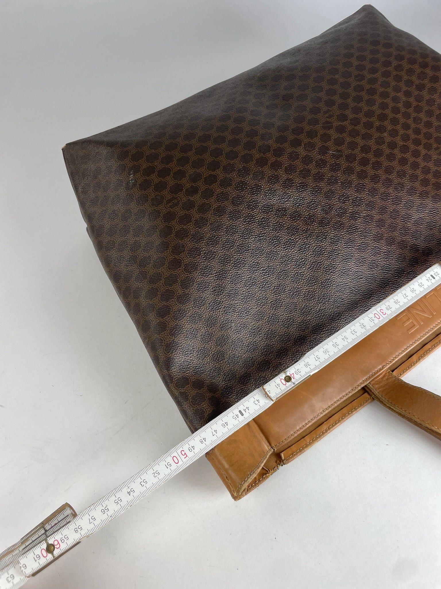 Celine Vintage Paris Triomphe Monogram Leather Tote Bag Brown Size ONE SIZE - 11 Thumbnail