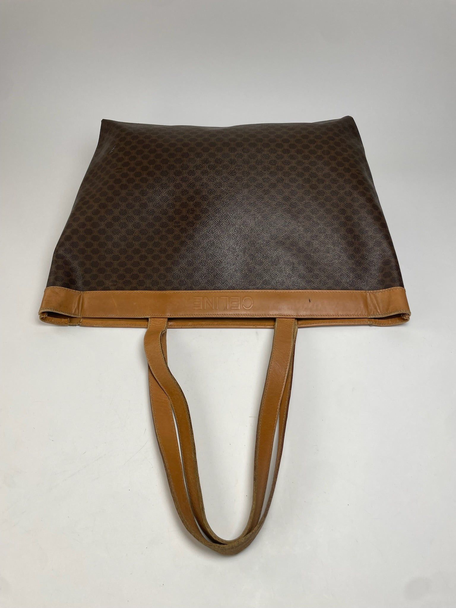 Celine Vintage Paris Triomphe Monogram Leather Tote Bag Brown Size ONE SIZE - 5 Thumbnail