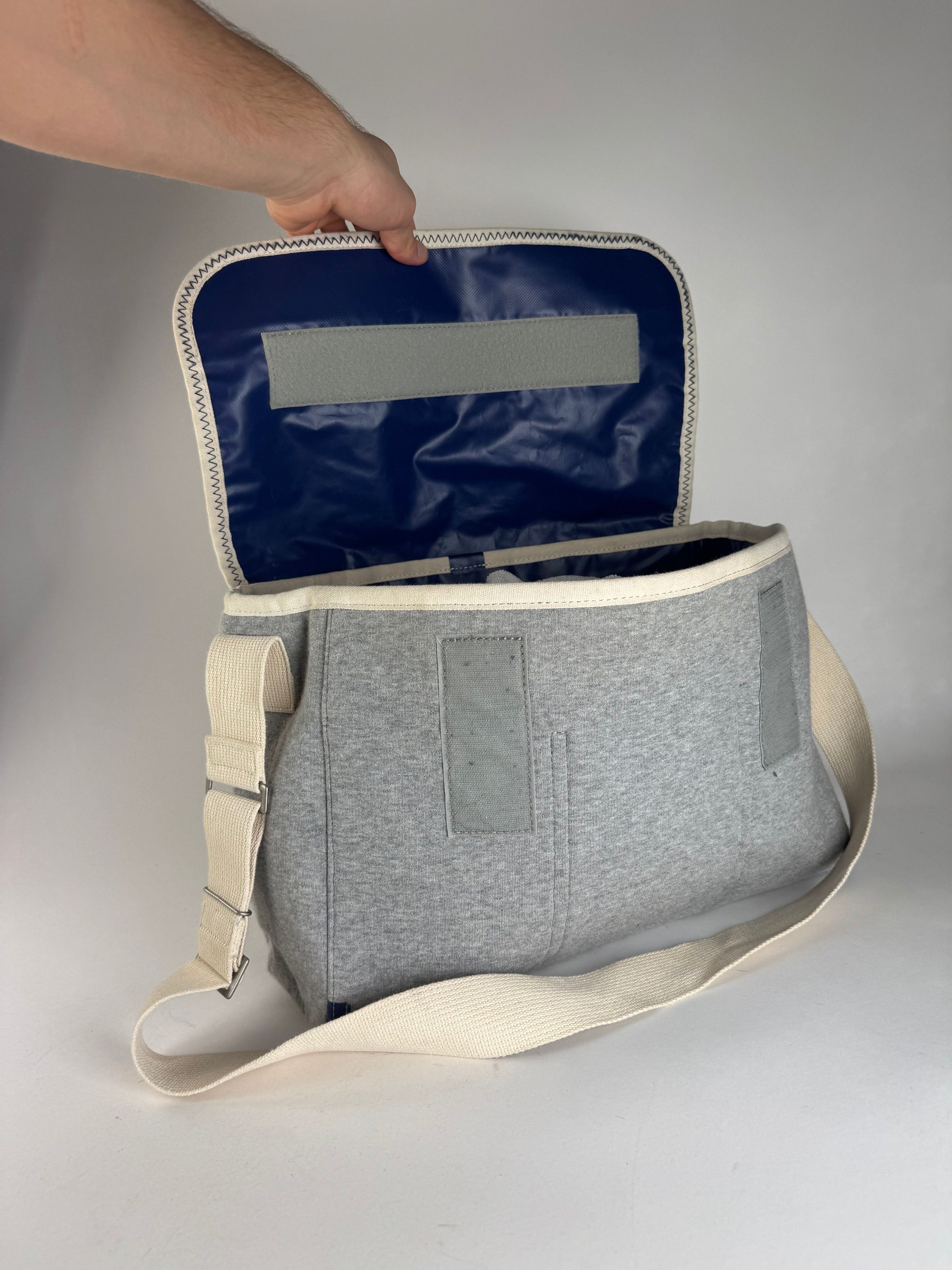 Comme des Garcons Vintage Comme Des Garçons Wool Canvas Bag Grey White Navy Size ONE SIZE - 6 Thumbnail