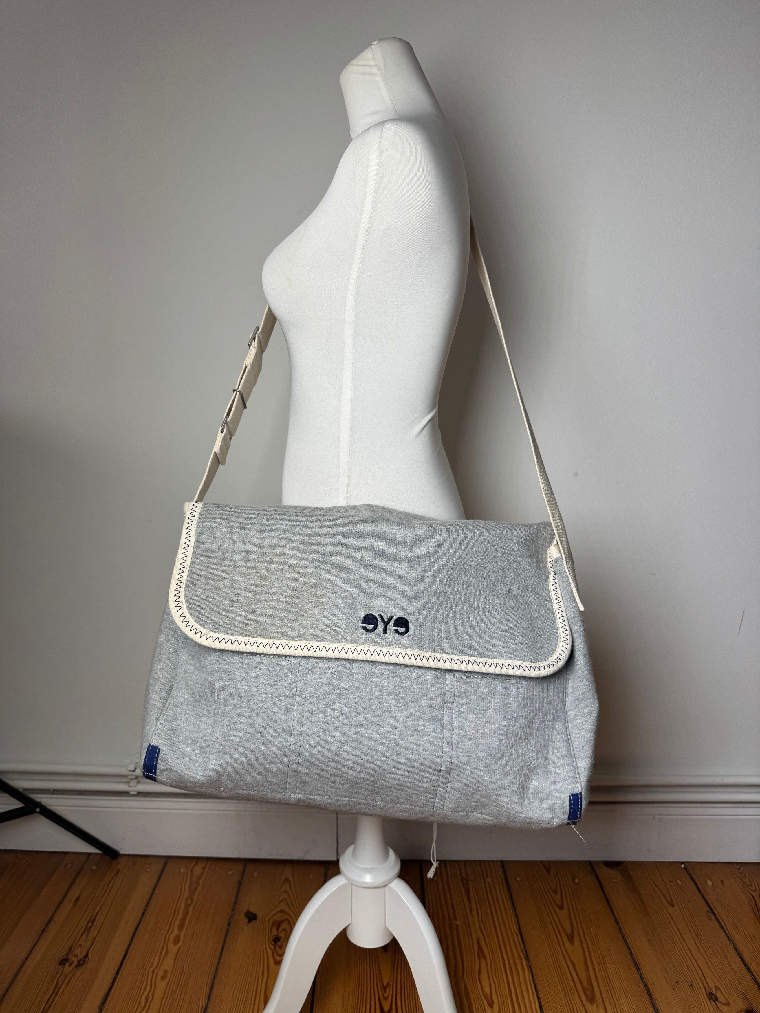 Comme des Garcons Vintage Comme Des Garçons Wool Canvas Bag Grey White Navy Size ONE SIZE - 5 Thumbnail