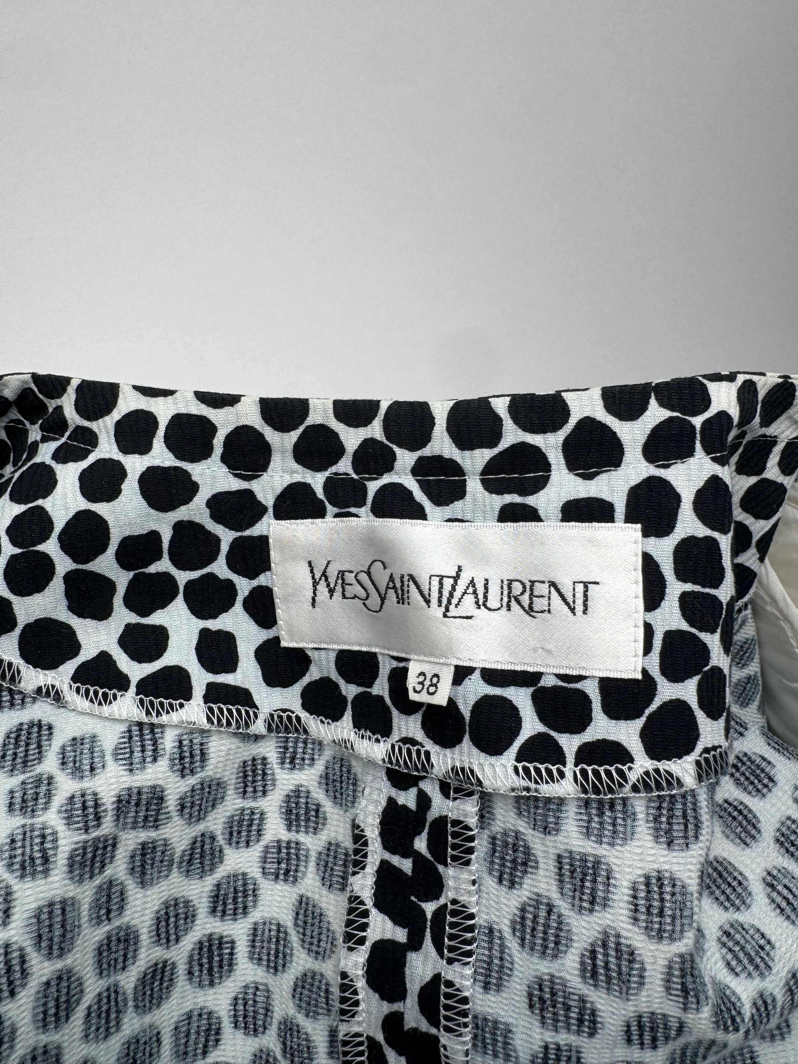 Other Vintage Yves Saint Laurent Canvas Leopard Dress Blue Black 3 Size S / US 4 / IT 40 - 5 Thumbnail