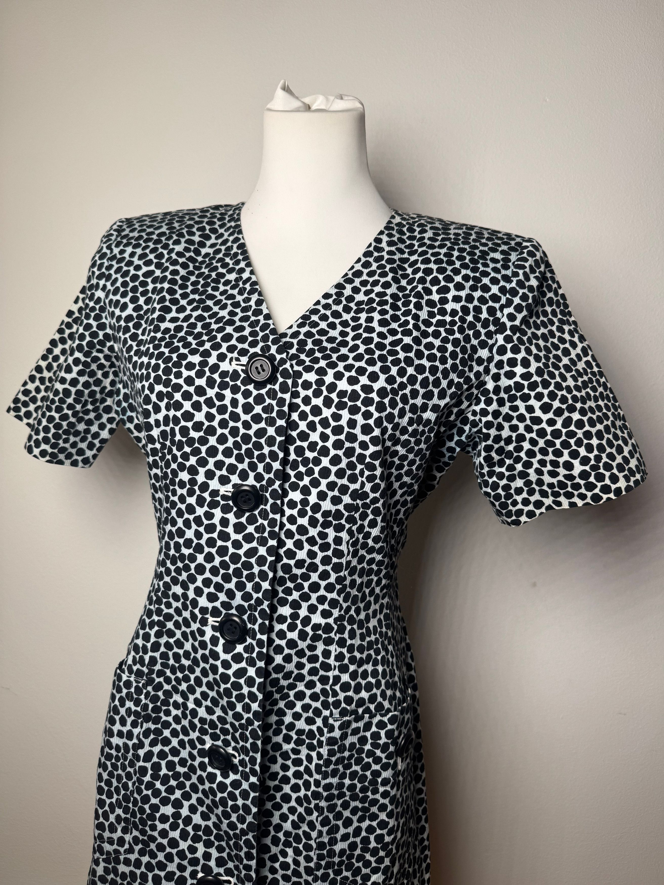 Other Vintage Yves Saint Laurent Canvas Leopard Dress Blue Black 3 Size S / US 4 / IT 40 - 13 Thumbnail