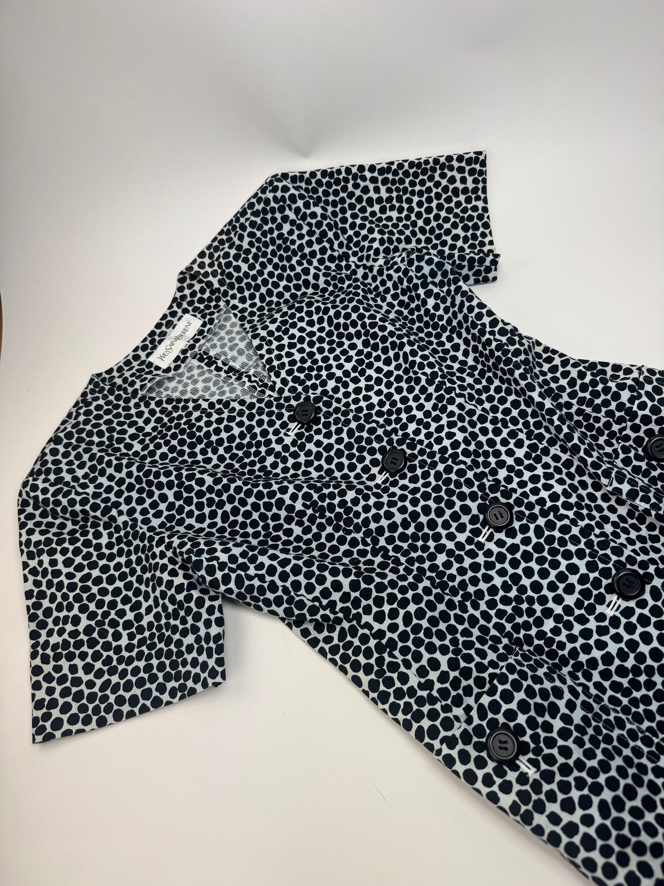 Other Vintage Yves Saint Laurent Canvas Leopard Dress Blue Black 3 Size S / US 4 / IT 40 - 9 Thumbnail